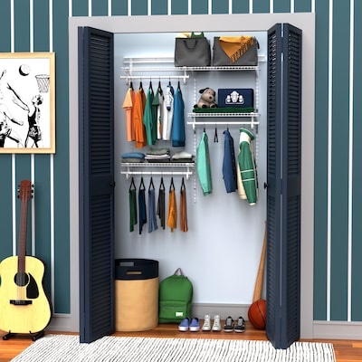 ClosetMaid ShelfTrack Wire Closet Organizer System, Adjustable from 4 to 6 Ft., With Shelves, Clothes Rods, Hardware, Durable Steel, White (B00CBX0SI8)