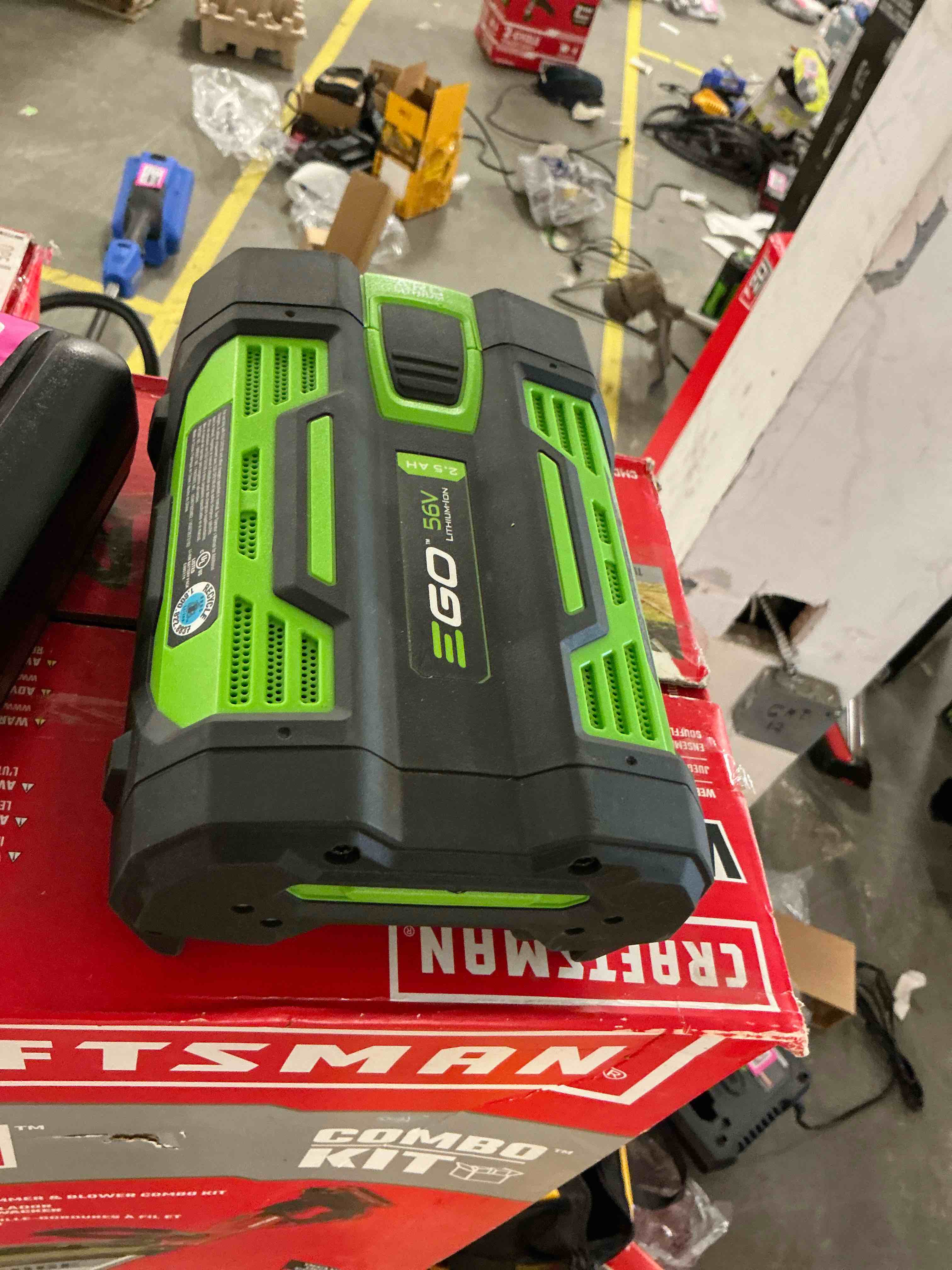 Condition photo showing As Is for ego power+ 56 -volt, 2.5 ah 1 -pack lithium ion (li-ion) battery