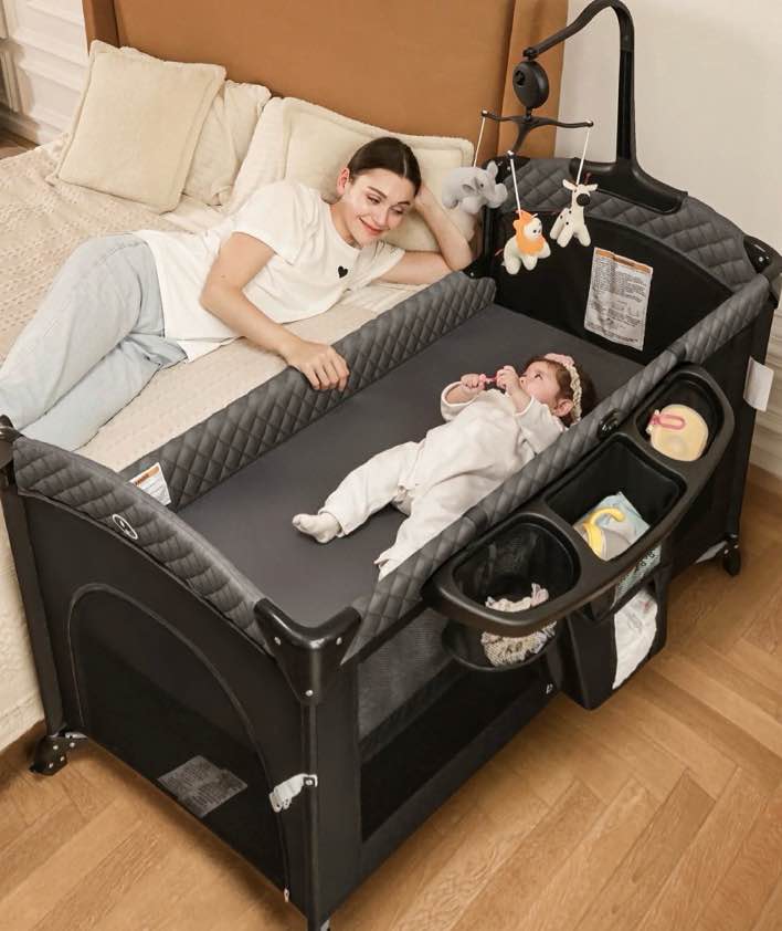 babyeap 5-in-1 baby bassinet with playard mode & changing table,bedside sleeper for newborns and infants,black