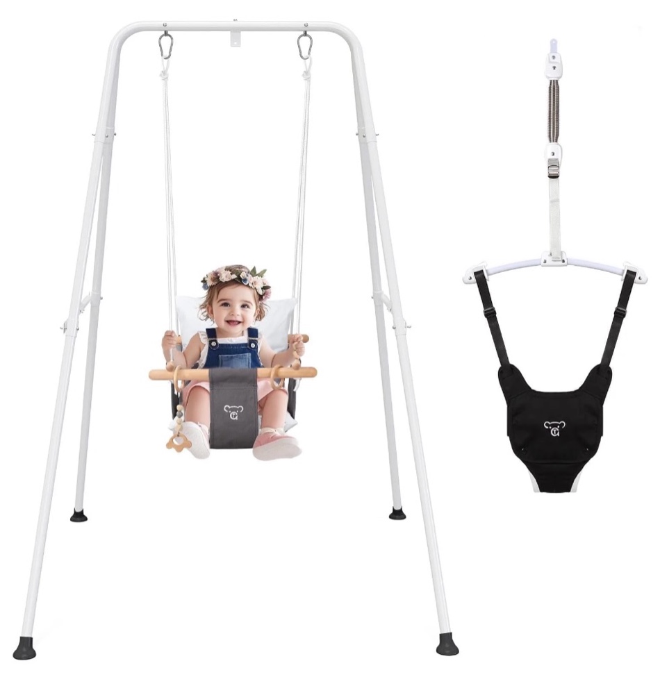 G TALECO GEAR 2 in 1 Baby Swing Outdoor  Baby Jumpers and Bouncers  Indoor Toddler Swing for Baby up to 3 Year  White