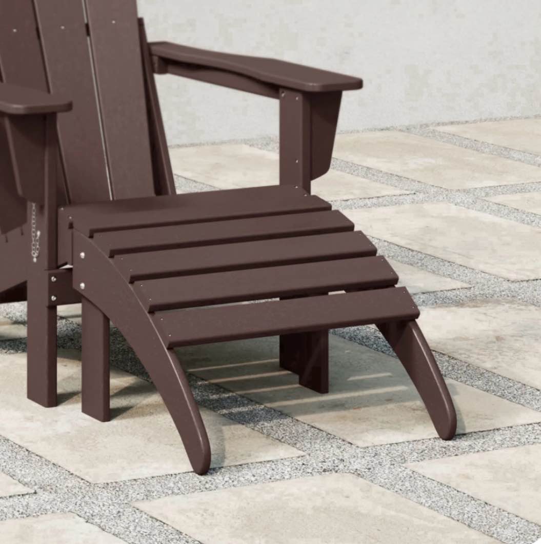 WestinTrends Malibu Outdoor Adirondack Ottoman – All-Weather Poly Lumber Folding Footrest for Patio Porch  Dark Brown