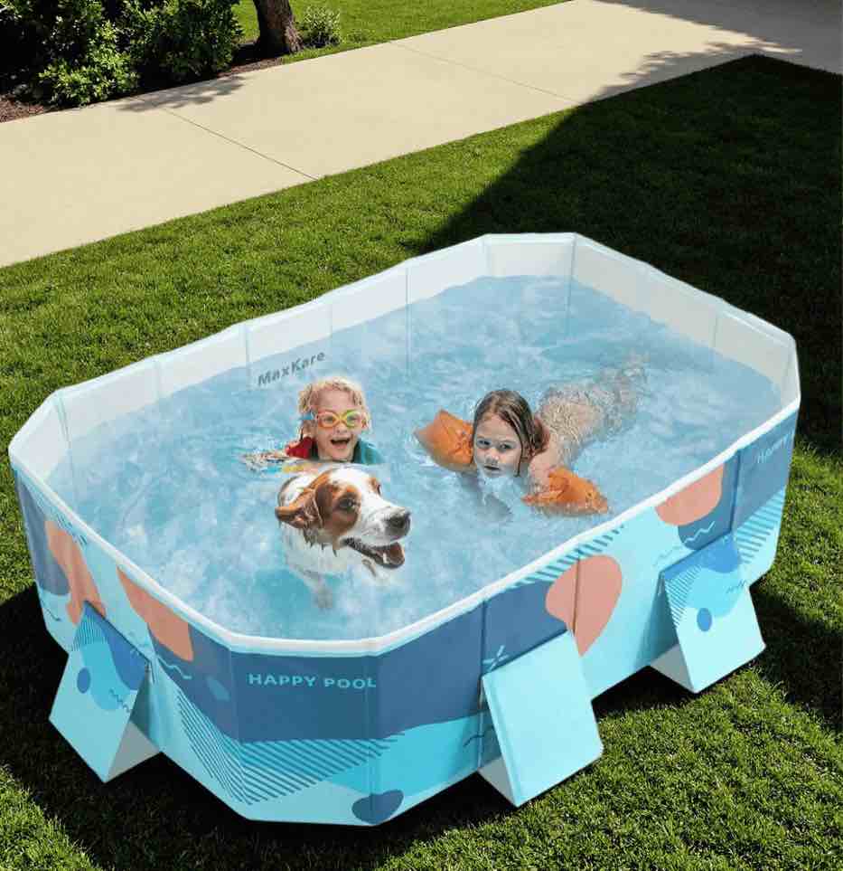 MaxKare Foldable Swimming Pool  Outdoor/Indoor Use for Family Kids & Pets  Inflatable-free  73  x 54  x 18  Blue