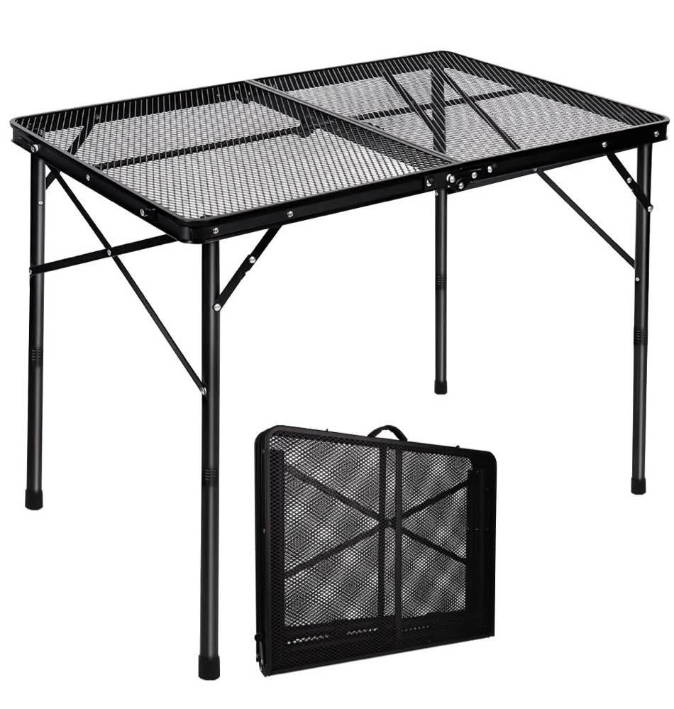 OHHANI Folding Grill Table, 3 ft Portable Outdoor Bbq Picnic Table, Easy Storage for Camping, Black