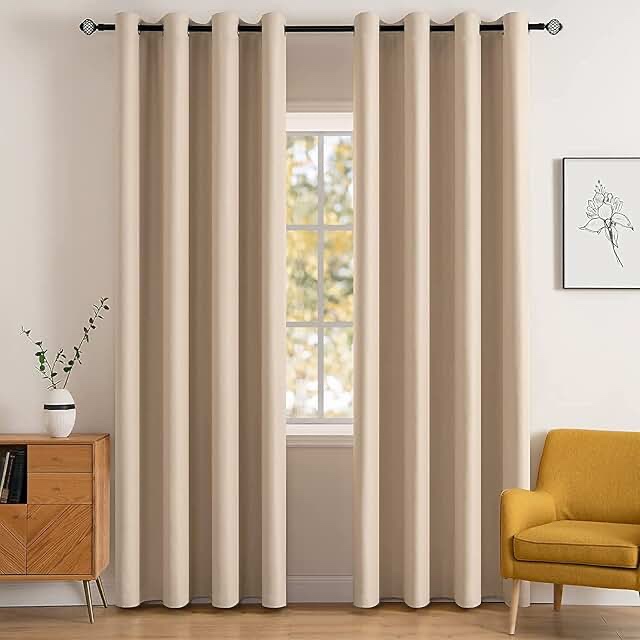 miulee blackout curtains for bedroom living room thermal insulated room darkening grommet top solid light blocking drapery set of 2 window panels 52 x 72 inches stone stone 52"w x 72"l (pack of 2)