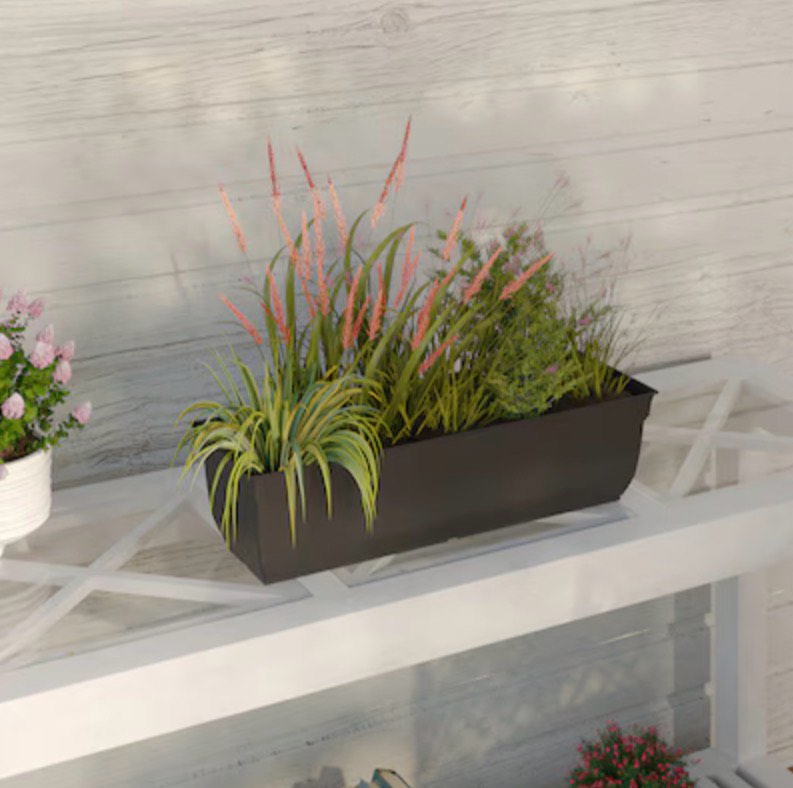 Style Selections Rectangle 23.5-in W x 8.03-in L x 6.02-in H Black Recycled plastic Indoor/Outdoor