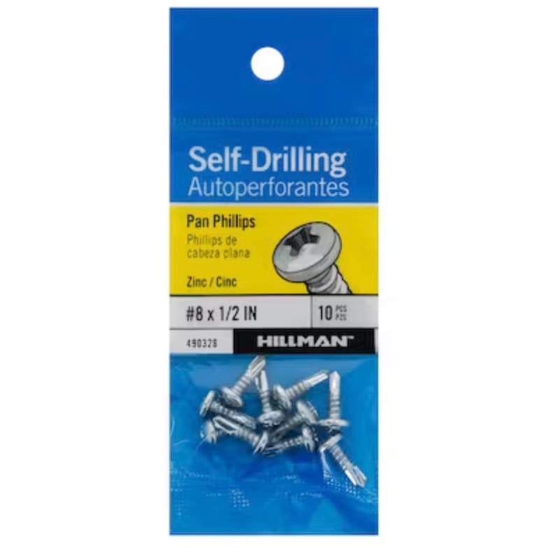 Hillman #8 x 1/2-in Phillips -Drive Self-drilling Sheet Metal Screws 10 -Count