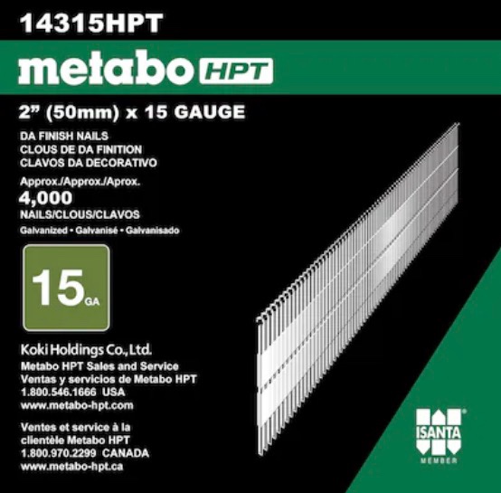 Metabo HPT 2-in 15 -Gauge 6d Angled Electro-galvanized Collated Finish nails 4000 -Per Box