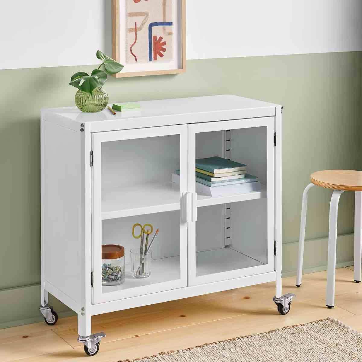2 door metal rolling locker storage cabinet chalk white - room essentials™