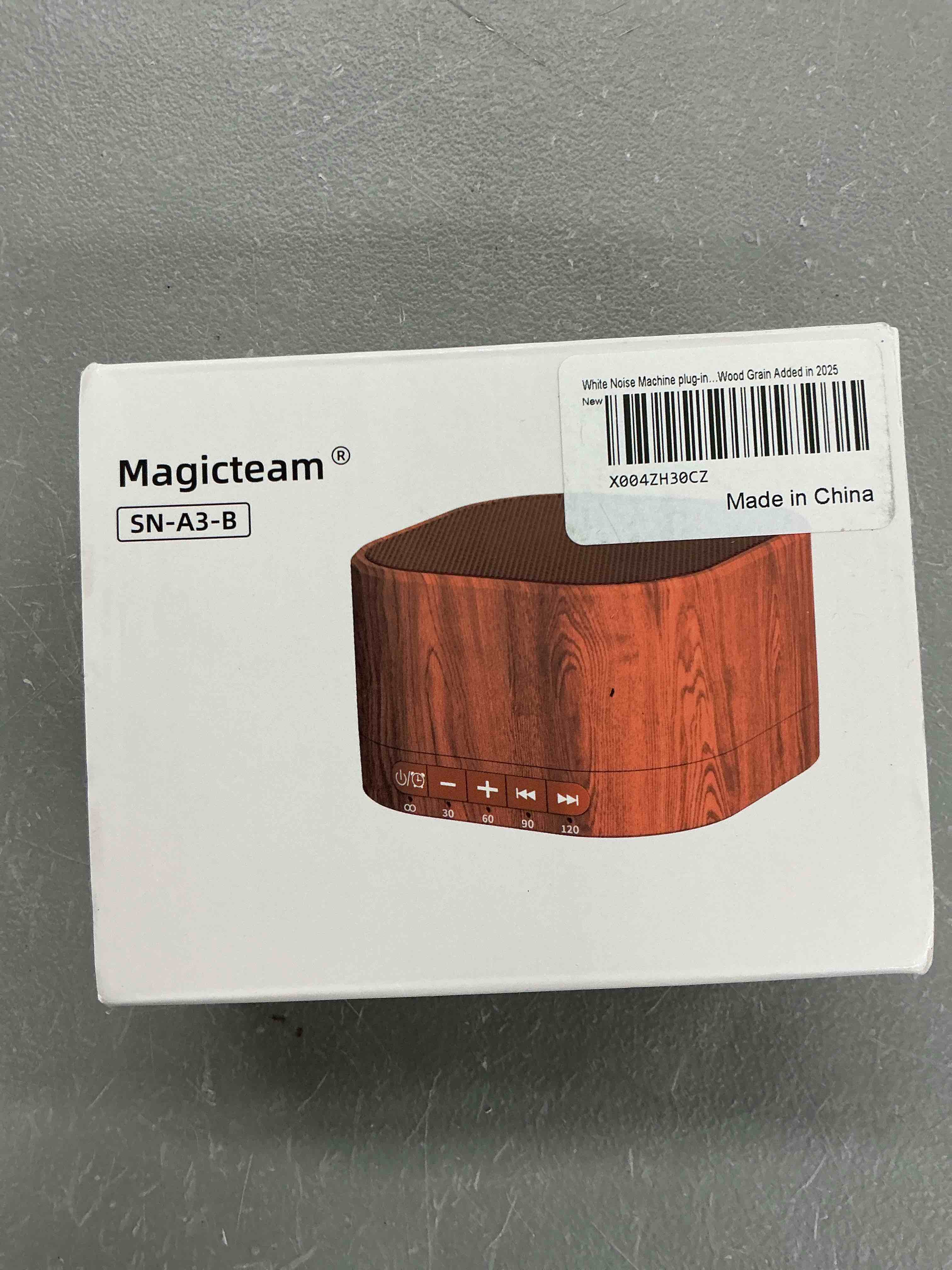 Condition photo showing New/Like New for white noise machine plug-in sound machine with 20 non looping natural soothing sounds and memory function sleep timer sleep machine with sleep therapy for baby kids adults-new wood grain added in 2025 wood grain - 1 count