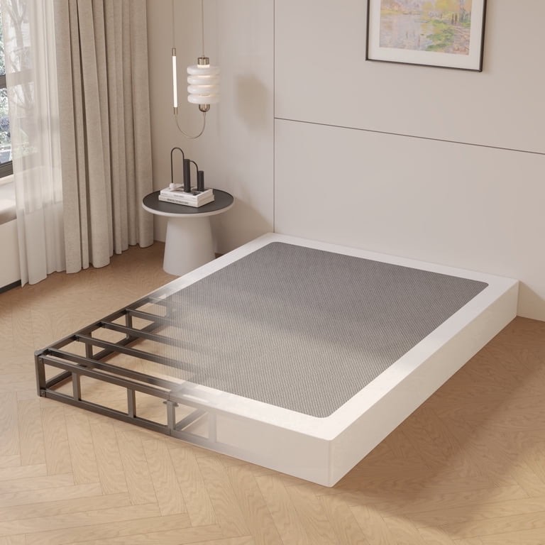 Roomdiary 7-Inch King Size Box Spring with Fabric Cover, Sturdy Metal Mattress Base, No Noise, Easy to Assemble