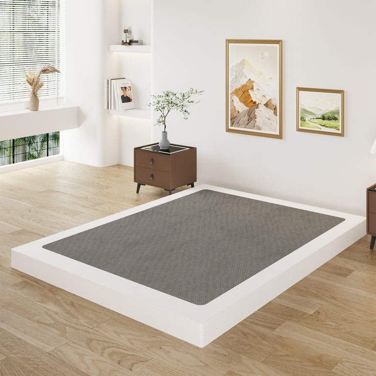 Lutown-Teen 3 Inch King Box Spring Low Profile, Heavy Duty Metal King Size Box Spring Bed Base with Fabric Cover, Mattress Foundation, Noise Free, Easy Assembly
