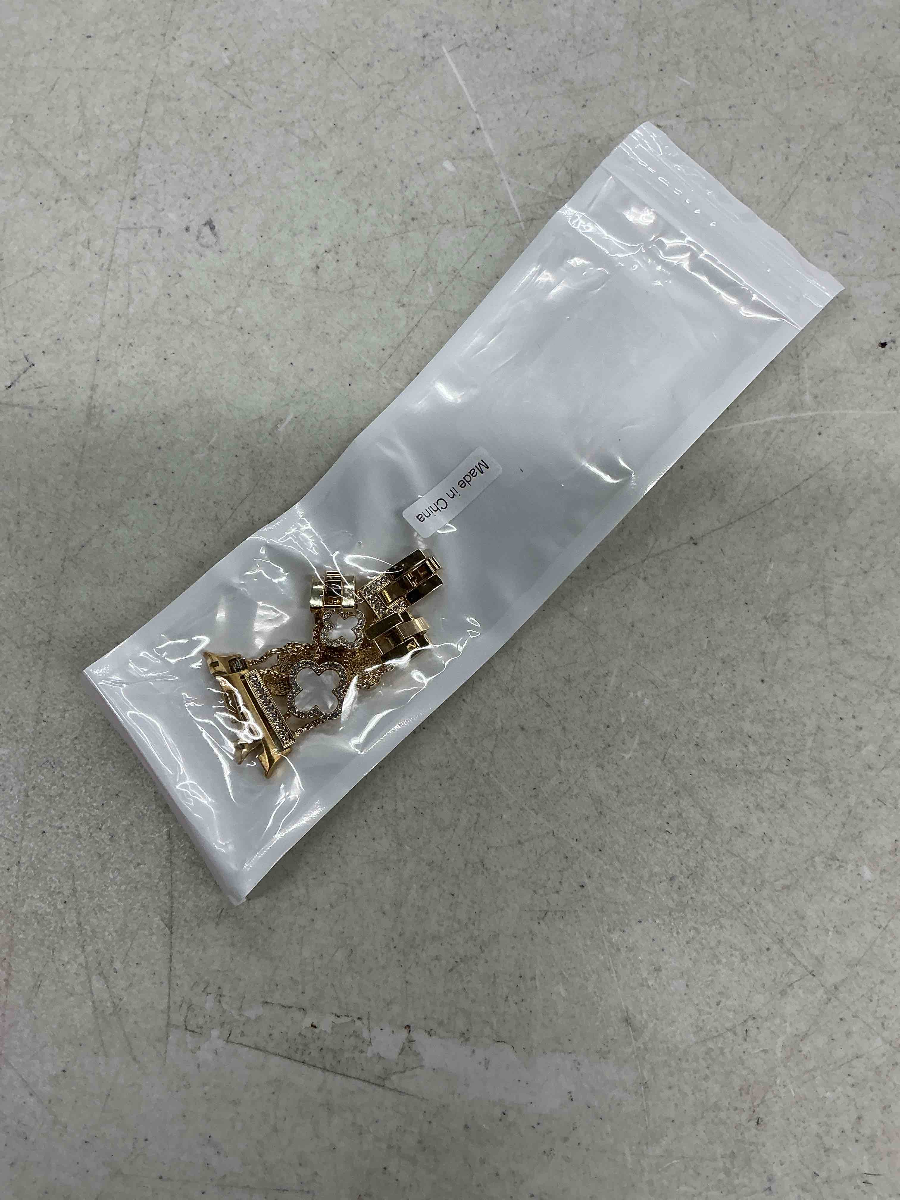 Condition photo showing Good Condition for metal bands for samsung galaxy watch 8 band 40mm 44mm/8 classic 46mm women,shiny bling diamond four-leaf clover stylish stainless steel strap replacement wristbands,06-gold white