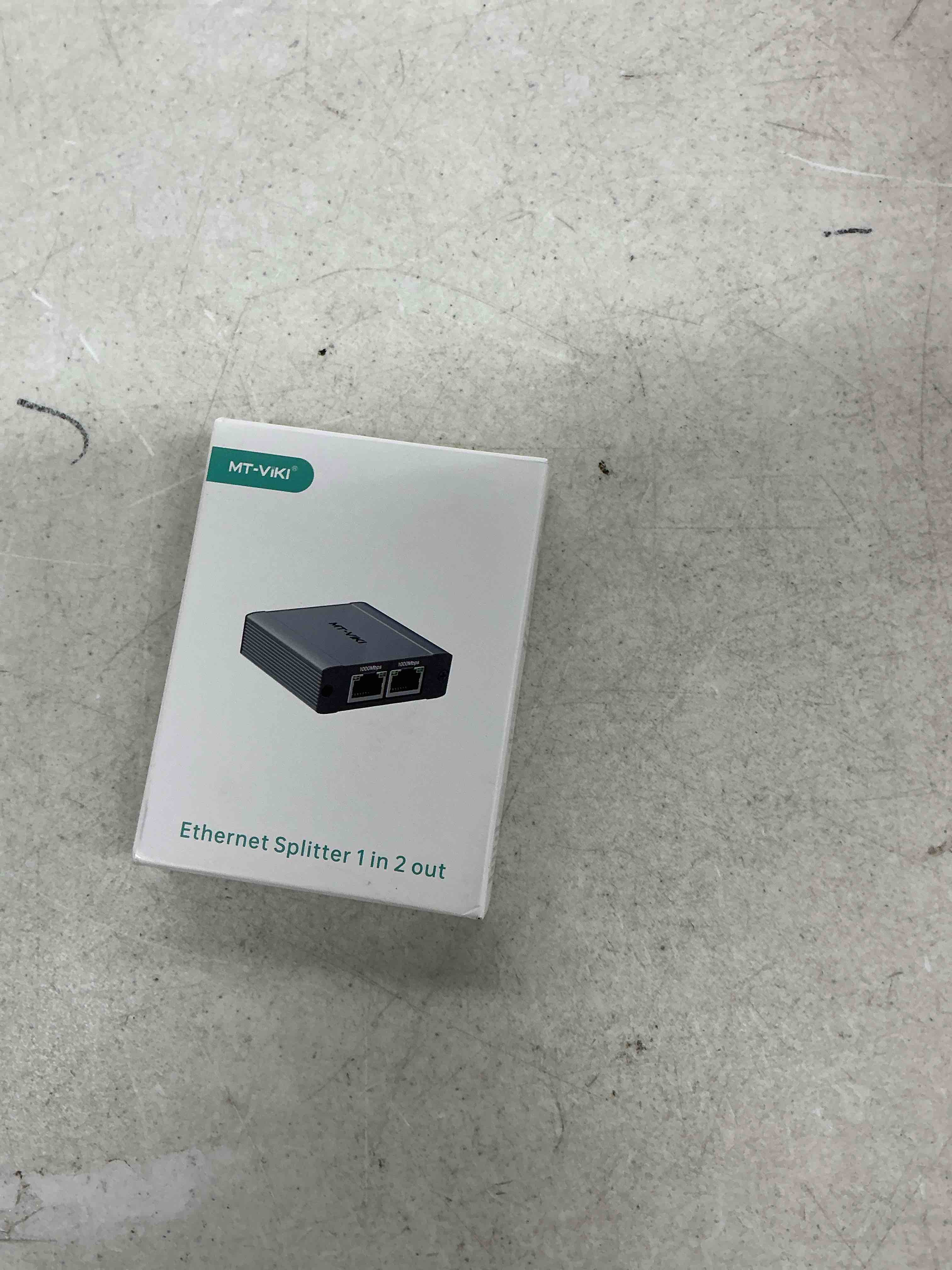 Condition photo showing Good Condition for mt-viki ethernet splitter 1 to 2 high speed 1000mbps, gigabit dual rj45 splitter adapter for cat5/5e/6/7/8 cable [aluminum case with power cable]