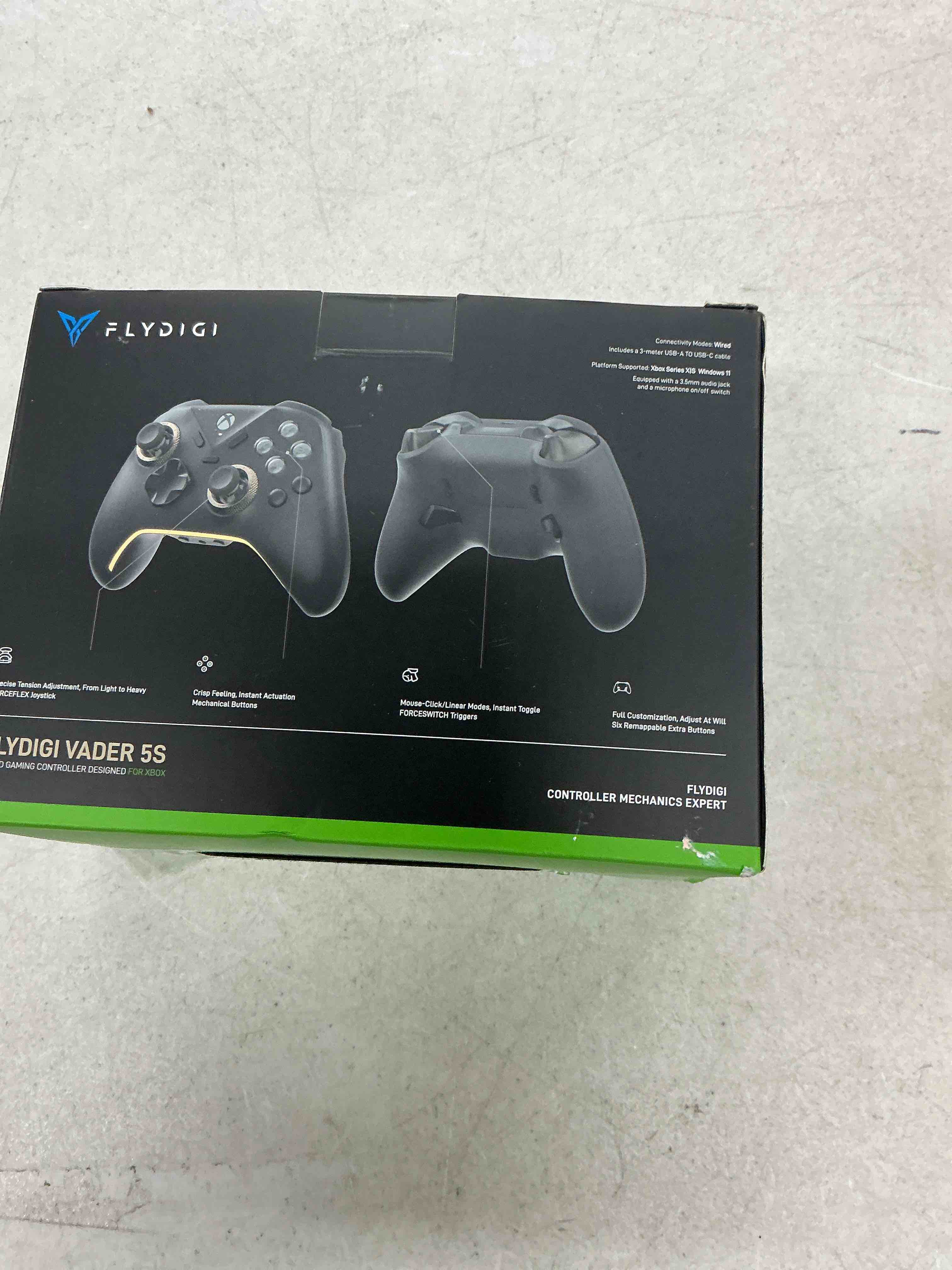 Condition photo showing Good Condition for flydigi vader 5s wired controller for xbox series x|s, xbox one, windows 10/11, forceflex adjustable tension joysticks, forceswitch triggers, 6 remappable buttons, 3.5mm audio jack