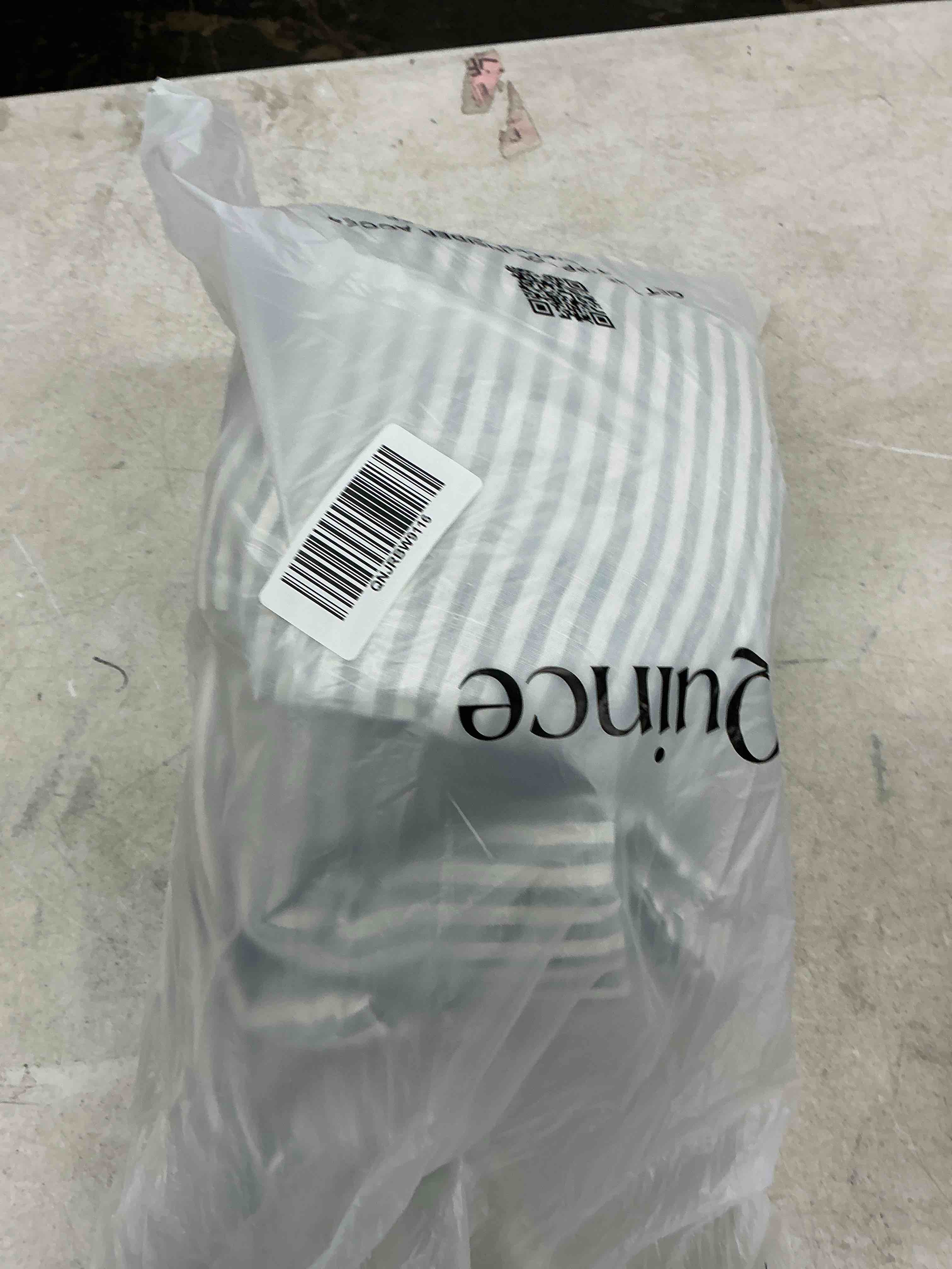 Condition photo showing Good Condition for quince european linen stripe duvet cover set, full/queen, mist/white stripe