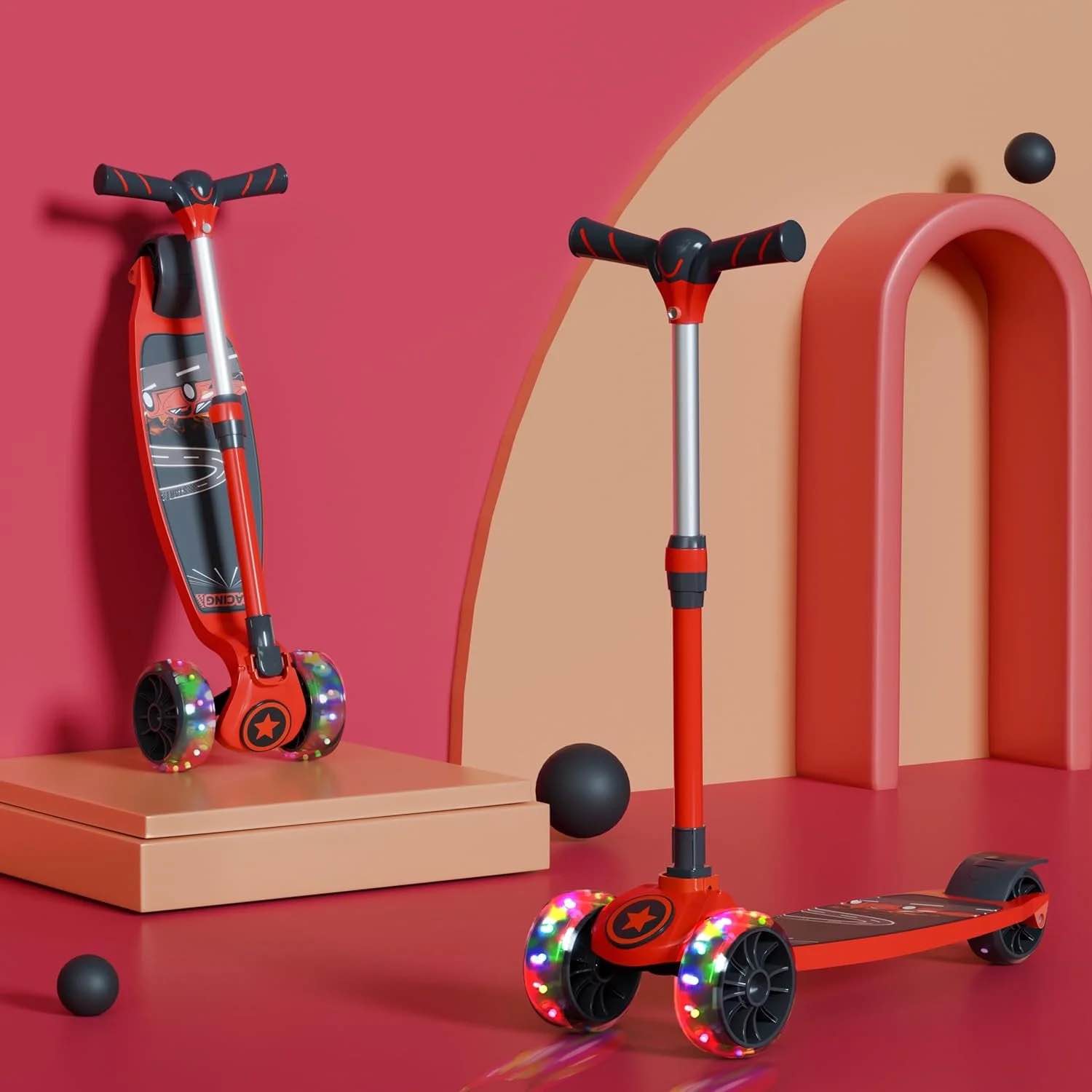 Cockatoo Rocket Racer LED Scooter for Children, 4 Adjustable Heights, 40mm LED Wheels, 1 Pack