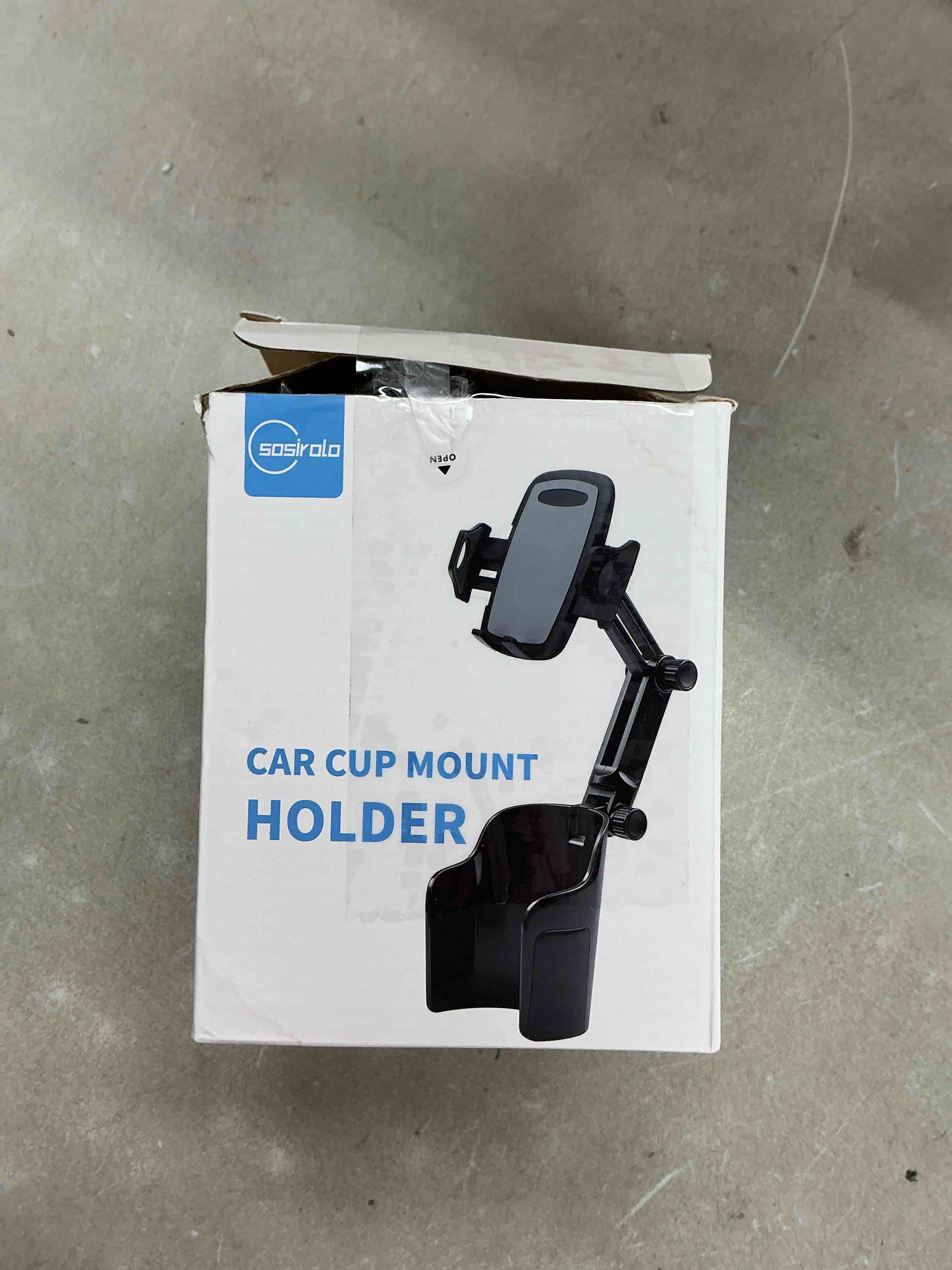 Condition photo showing Good Condition for cup holder phone holder for car, long arm with 360°rotation cell phone holder mount for car | truck | golf cart compatible with iphone & samsung & all smartphones black