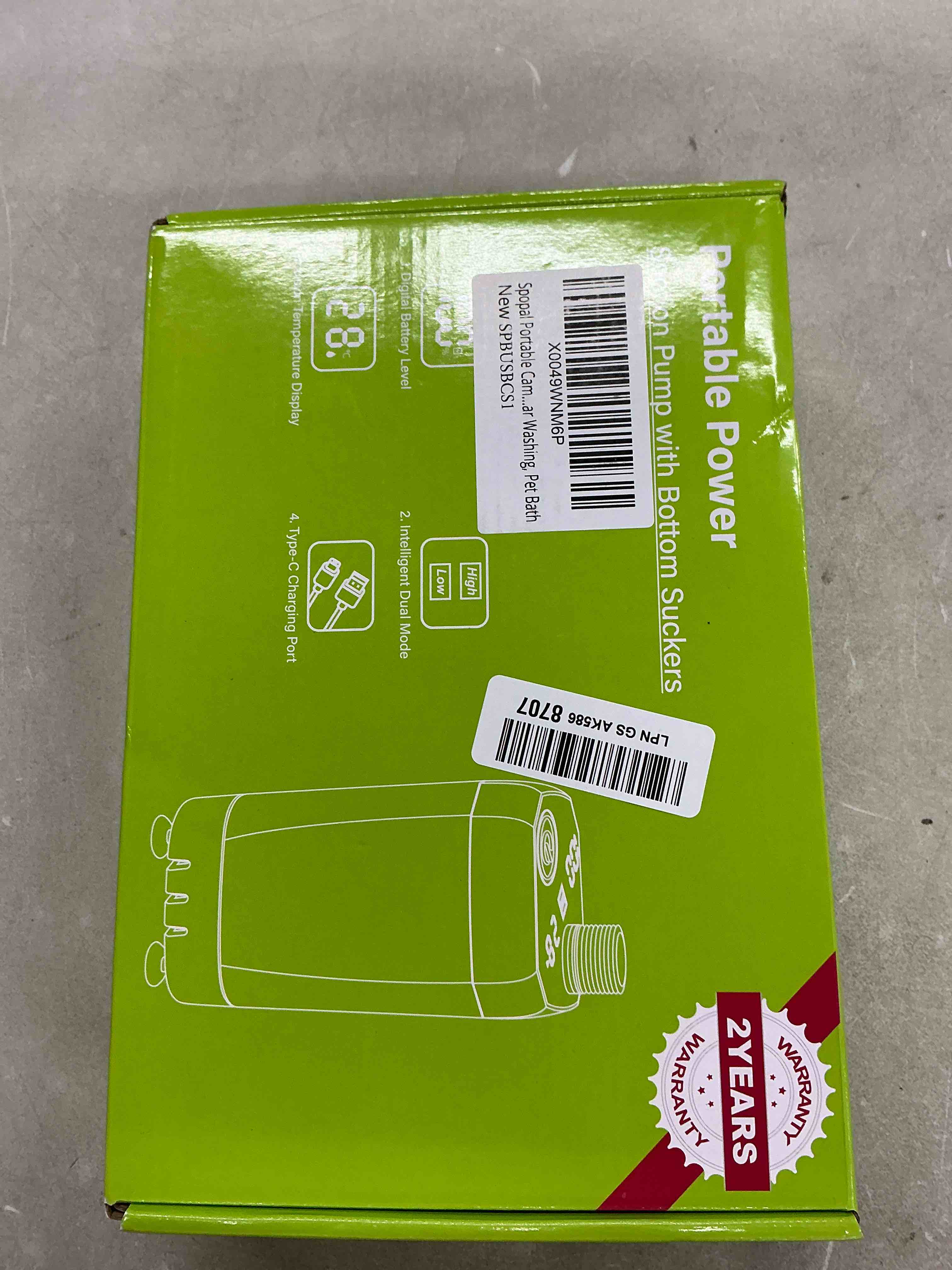 Condition photo showing Good Condition for portable shower for camping, [long-lasting] spopal 6000mah rechargeable camping shower with intelligent led display, 4 spray modes, ipx7 waterproof outdoor camp pump for hiking, travel, car, pet