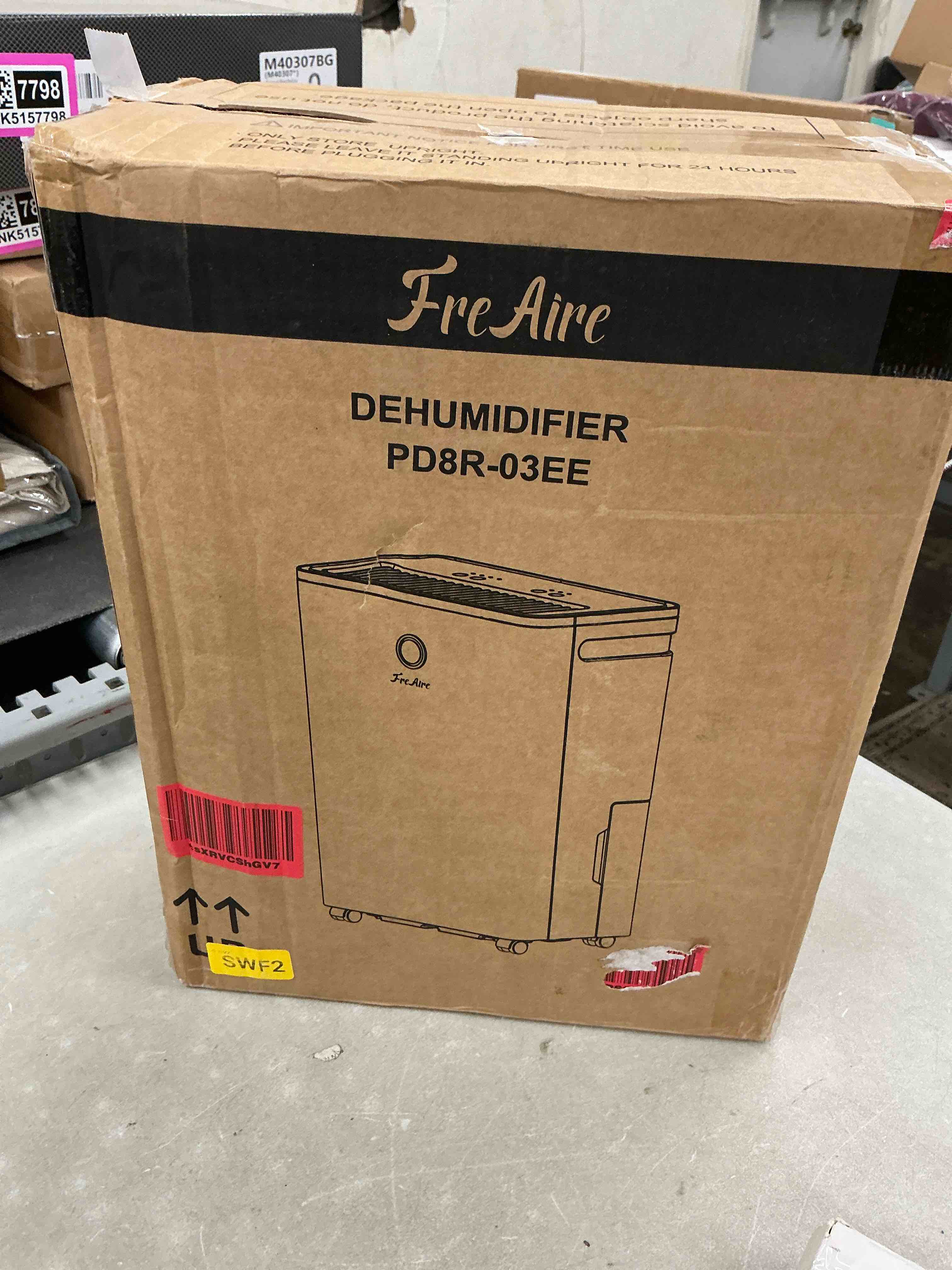 Condition photo showing Good Condition for freaire 2500sq.ft dehumidifier, 34pint dehumidifiers for home, quiet dehumidifier for basement, bedroom, bathroom, with 6.56ft drain hose, 0.66gal water tank, 3-color humidity