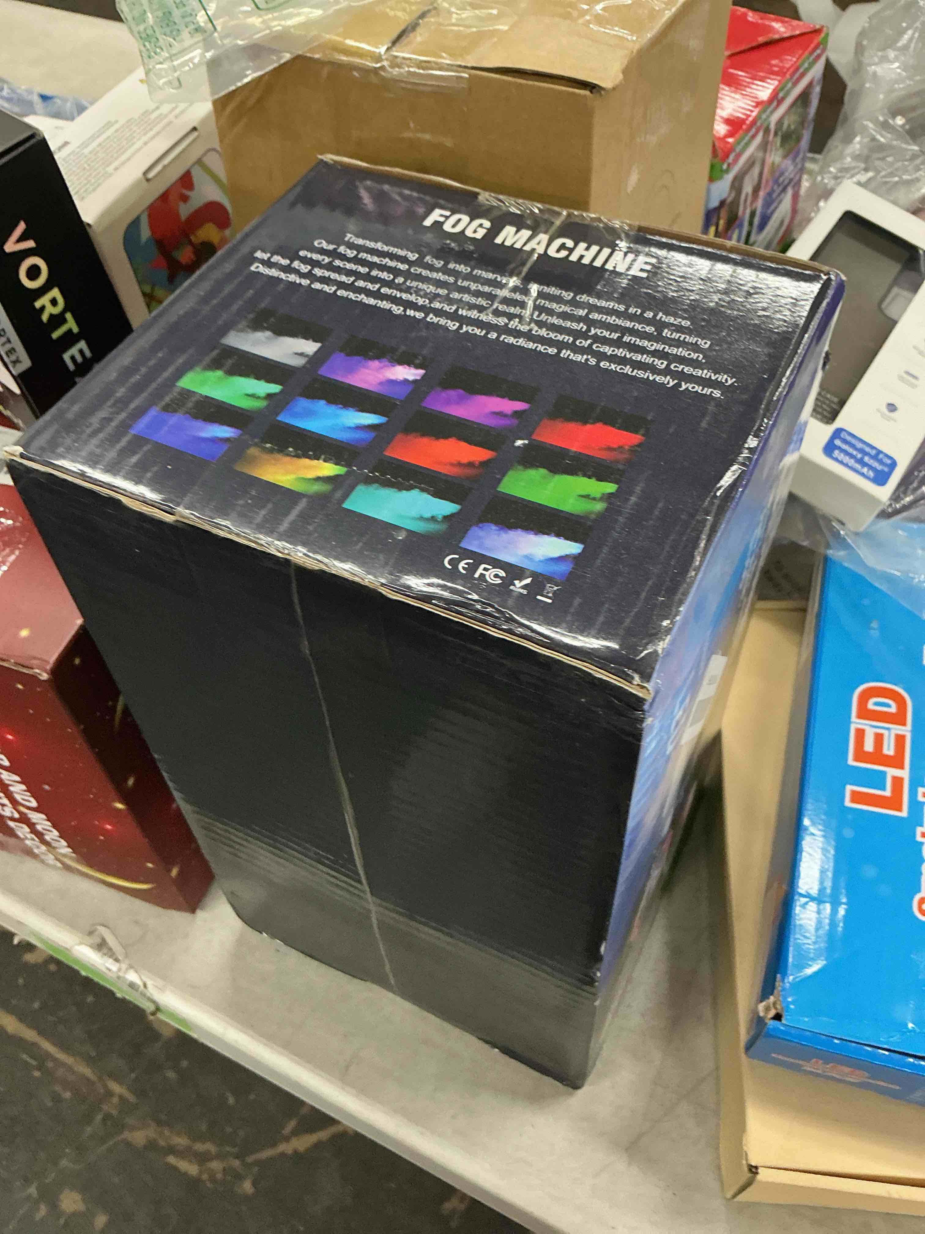 Condition photo showing Good Condition for 1200w fog machine, smoke machine fog with disco ball lights, 6000cfm with 13-color led effects, wired and wireless remote controls, ideal for indoor, outdoor, wedding, parties, and halloween black c01