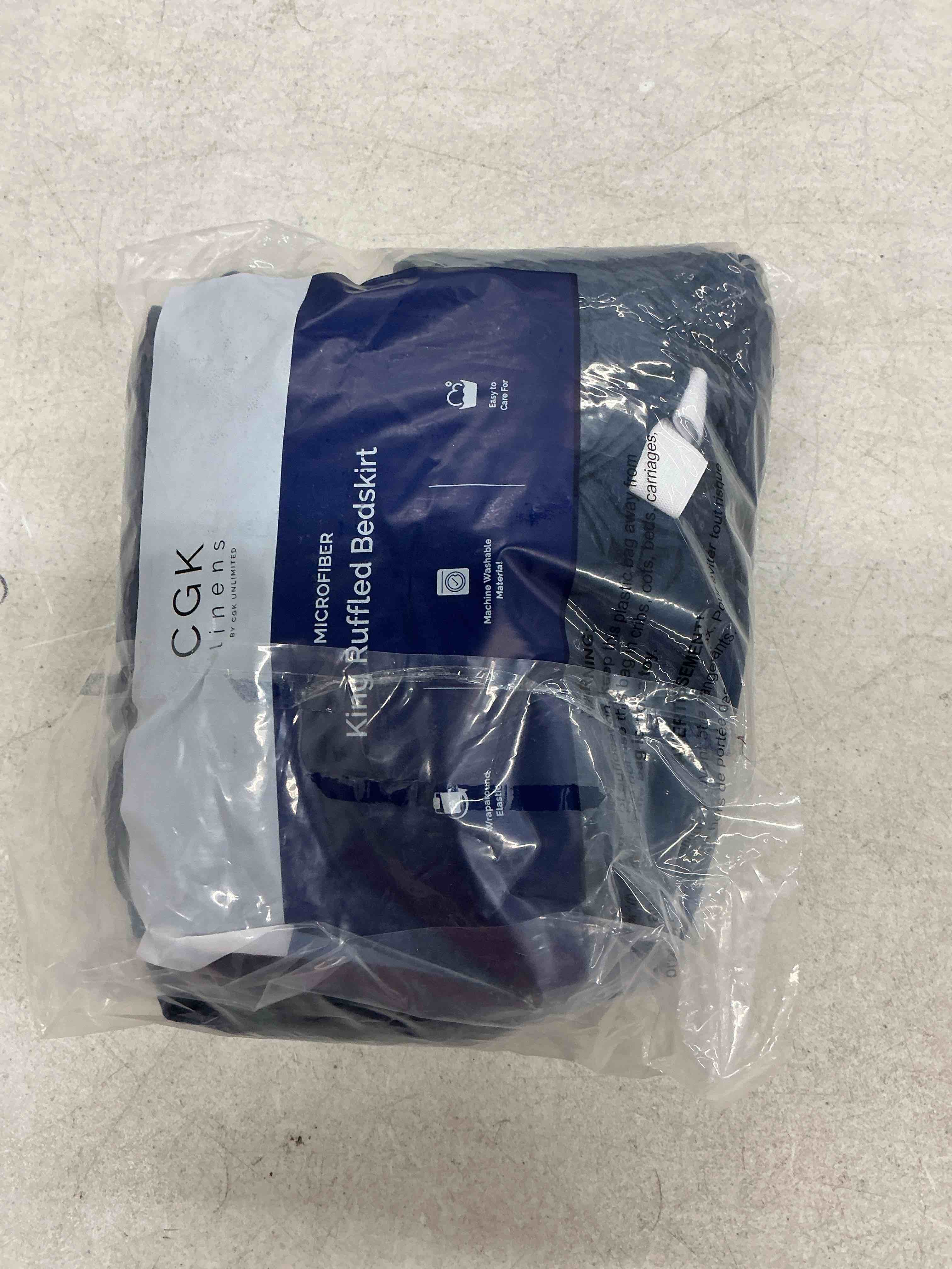 Condition photo showing Good Condition for wrap around dust ruffle bed skirt - navy blue - for king size beds with 15 inch drop - elastic strap - adjustable pleated bedskirt with brushed fabric and wrinkle free - for women, men, kids & teens king/cal king 15" - drop 18 - navy blue