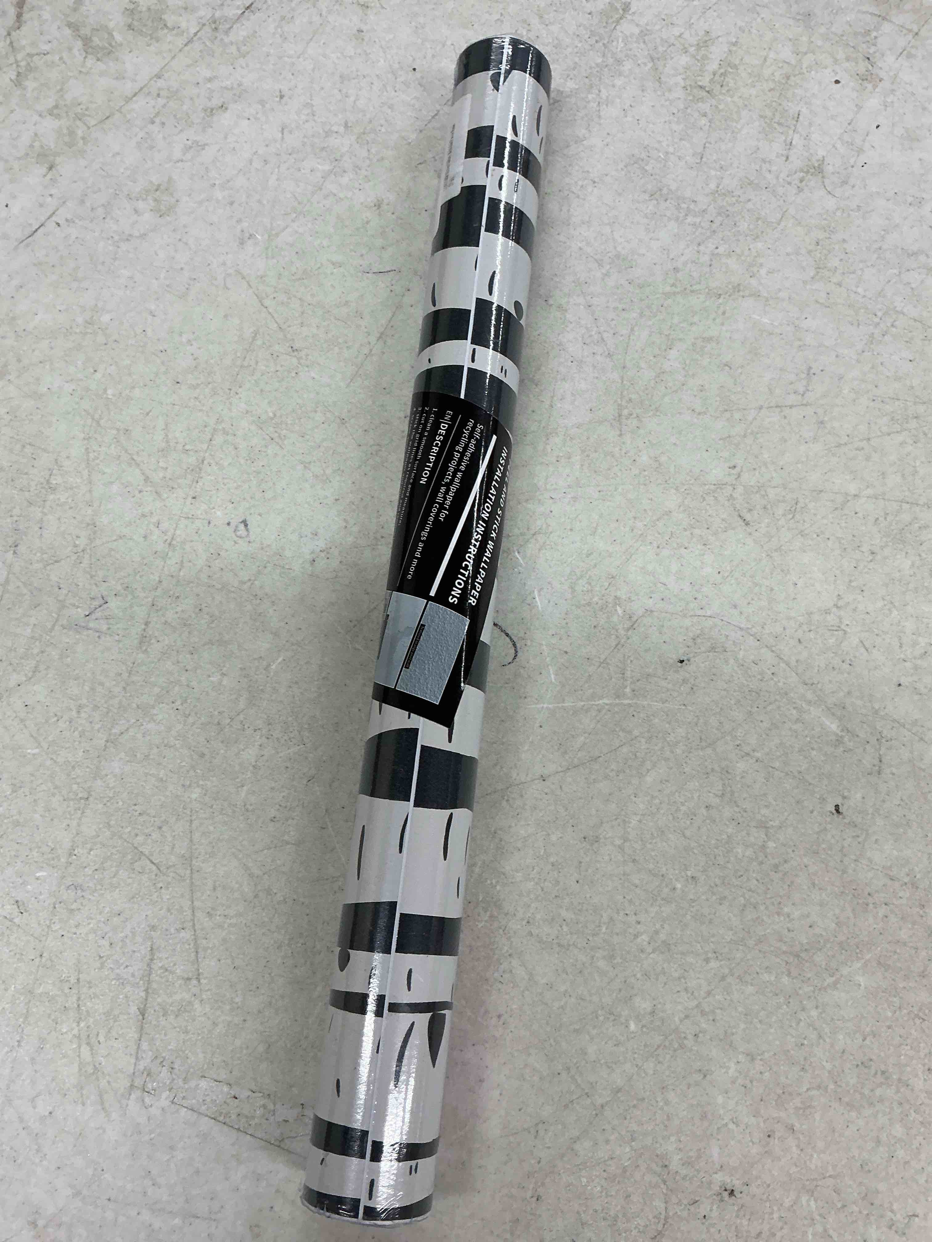 Condition photo showing Good Condition for modern minimalist black and white striped tree wallpaper 17.71"x118.1" peel and stick wall paper waterproof vinyl matte contact paper for living room bathroom powder room