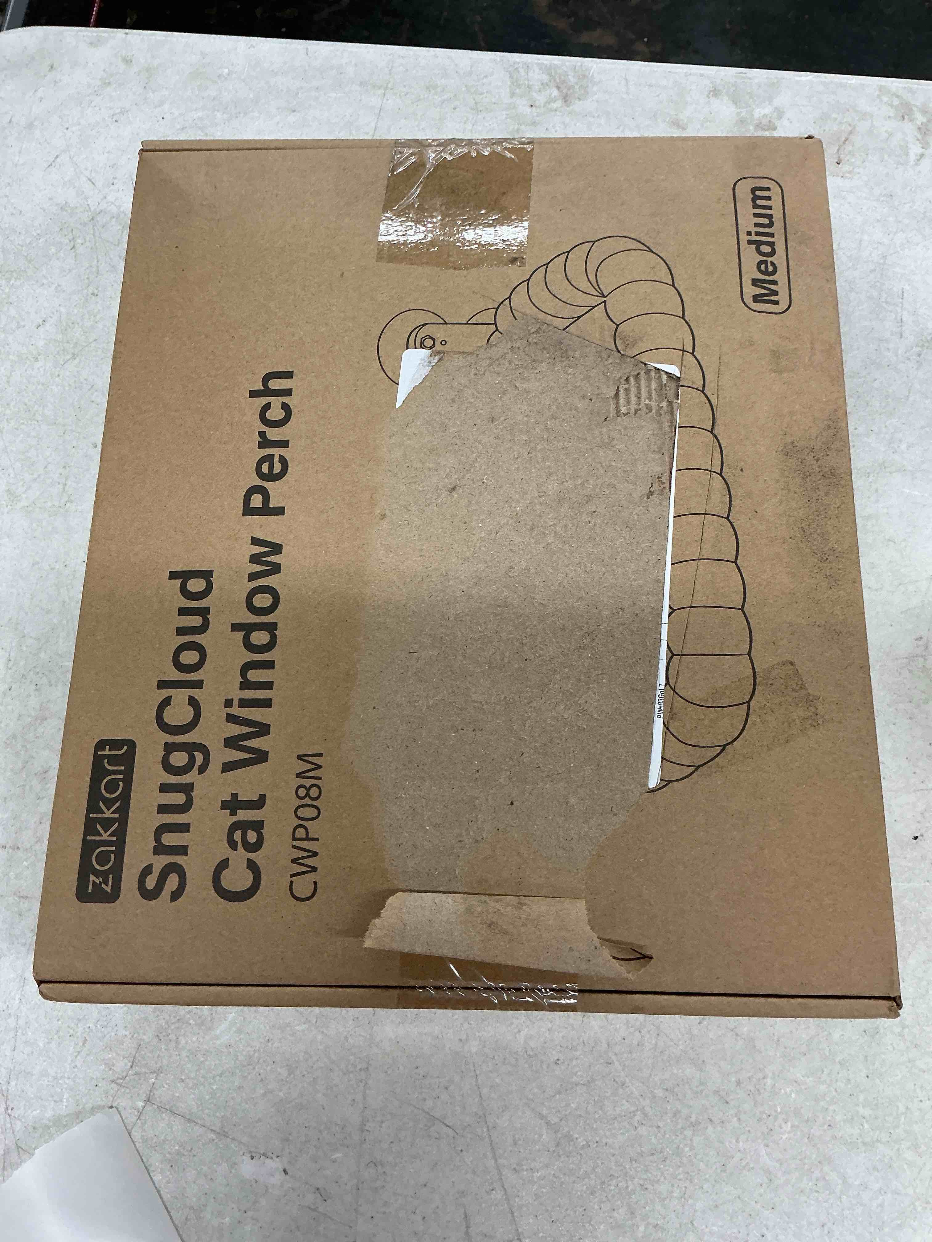 Condition photo showing Good Condition for zakkart snugcloud foldable cat window perch - cordless, ultra soft machine washable bed with 4-sided bolster, metal frame - window hammock for large cats and kittens (gray, medium) gray medium (22.8"x15.7")