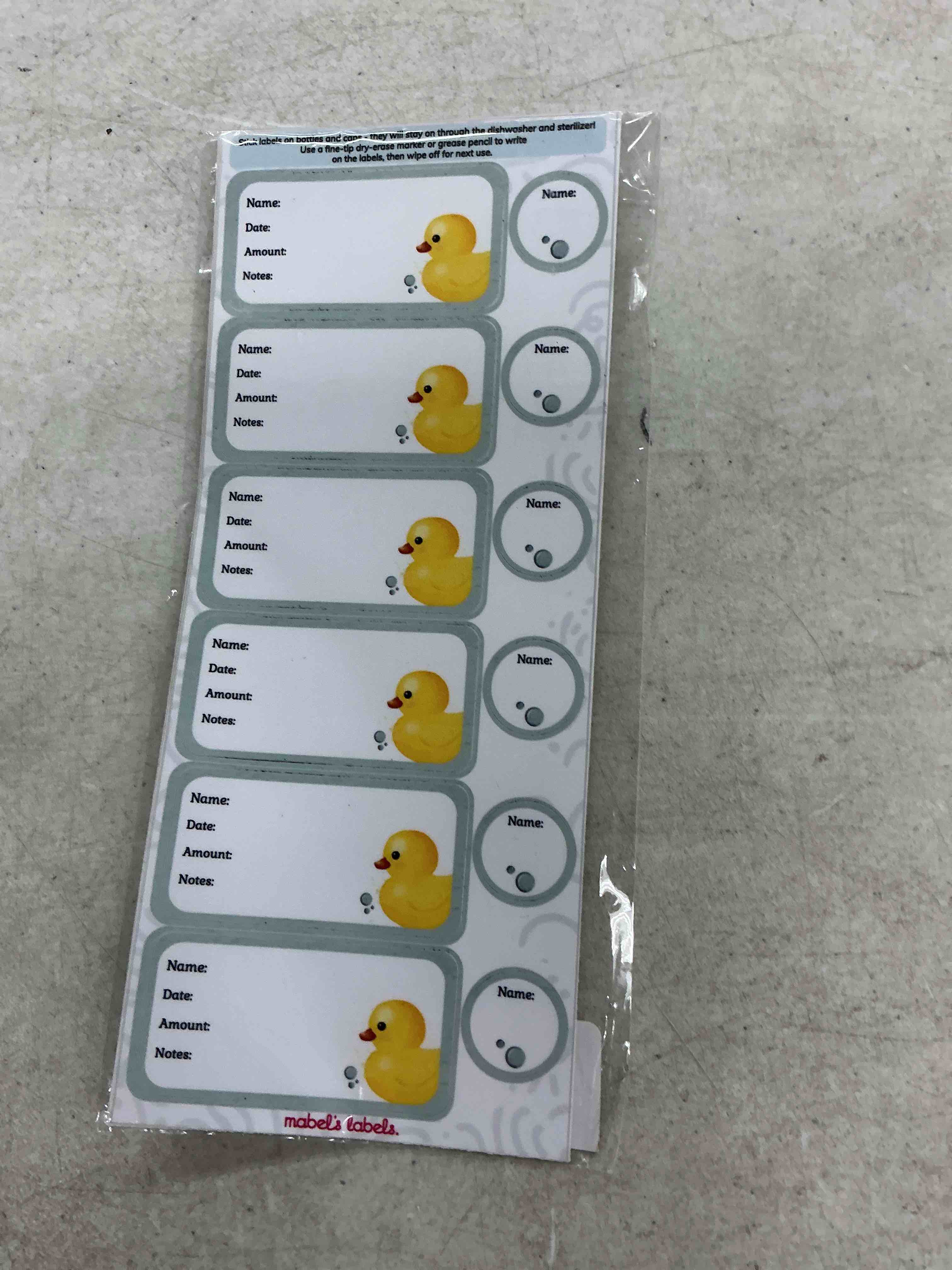 Condition photo showing Good Condition for mabel’s labels baby bottle labels – 24 customizable write-and-wipe name labels for daycare, milk storage & bottles – reusable, dishwasher, sterilizer & microwave safe – rubber ducky