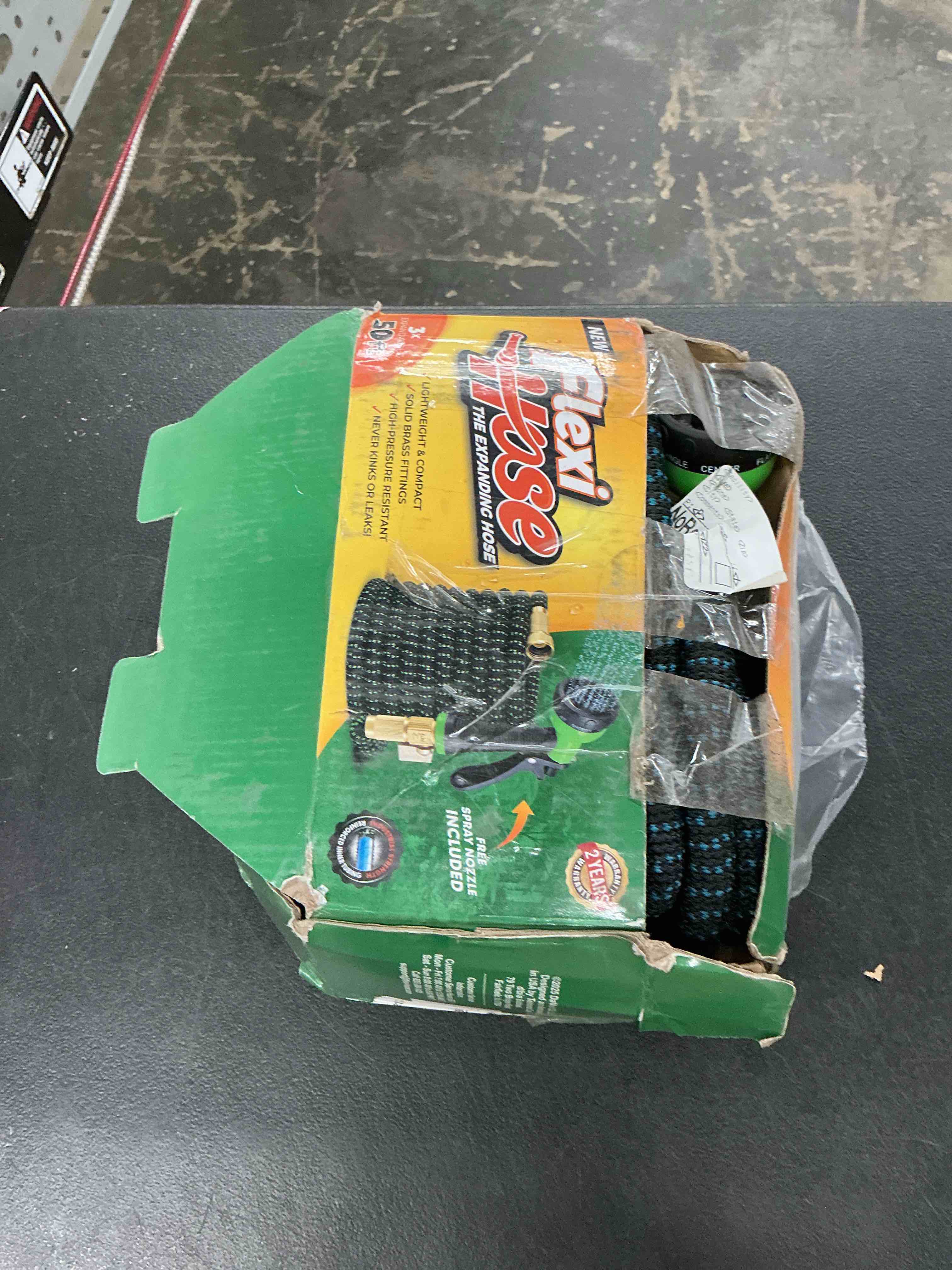 Condition photo showing Good Condition for flexi hose with 8 function nozzle, 50ft - lightweight expandable garden hose, no-kink flexibility, 3/4 inch solid brass fittings and double latex core - black and green green 50ft