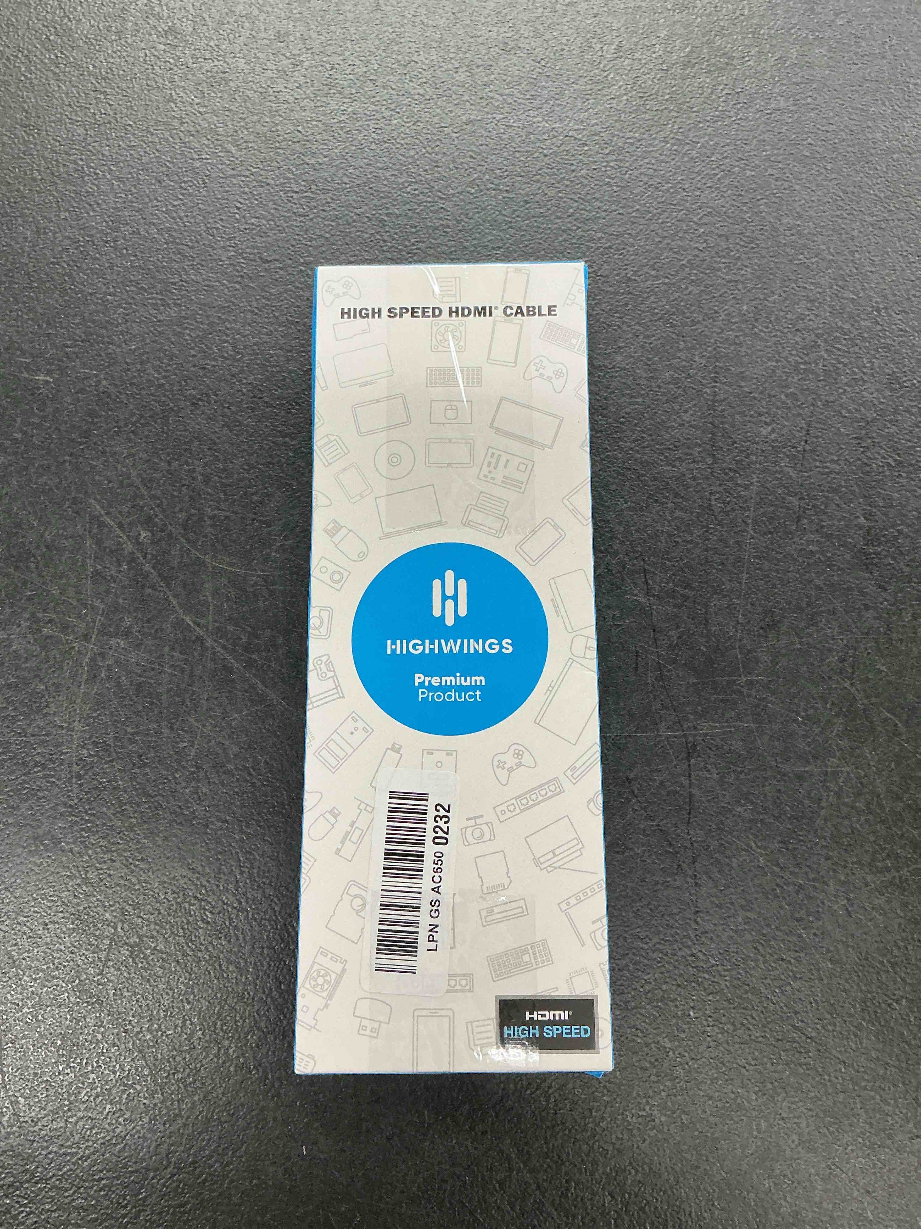 Condition photo showing Good Condition for highwings hdmi cable 6.6 ft, 4k hdmi 2.0 cord with ultra hd stunning clarity, nylon braided & gold-plated connectors, hdr, ethernet, arc, 3d, hdcp 2.2, compatible with for wall-mounted tv, monitor 6.6 feet 4k@uhd-1 pack grey