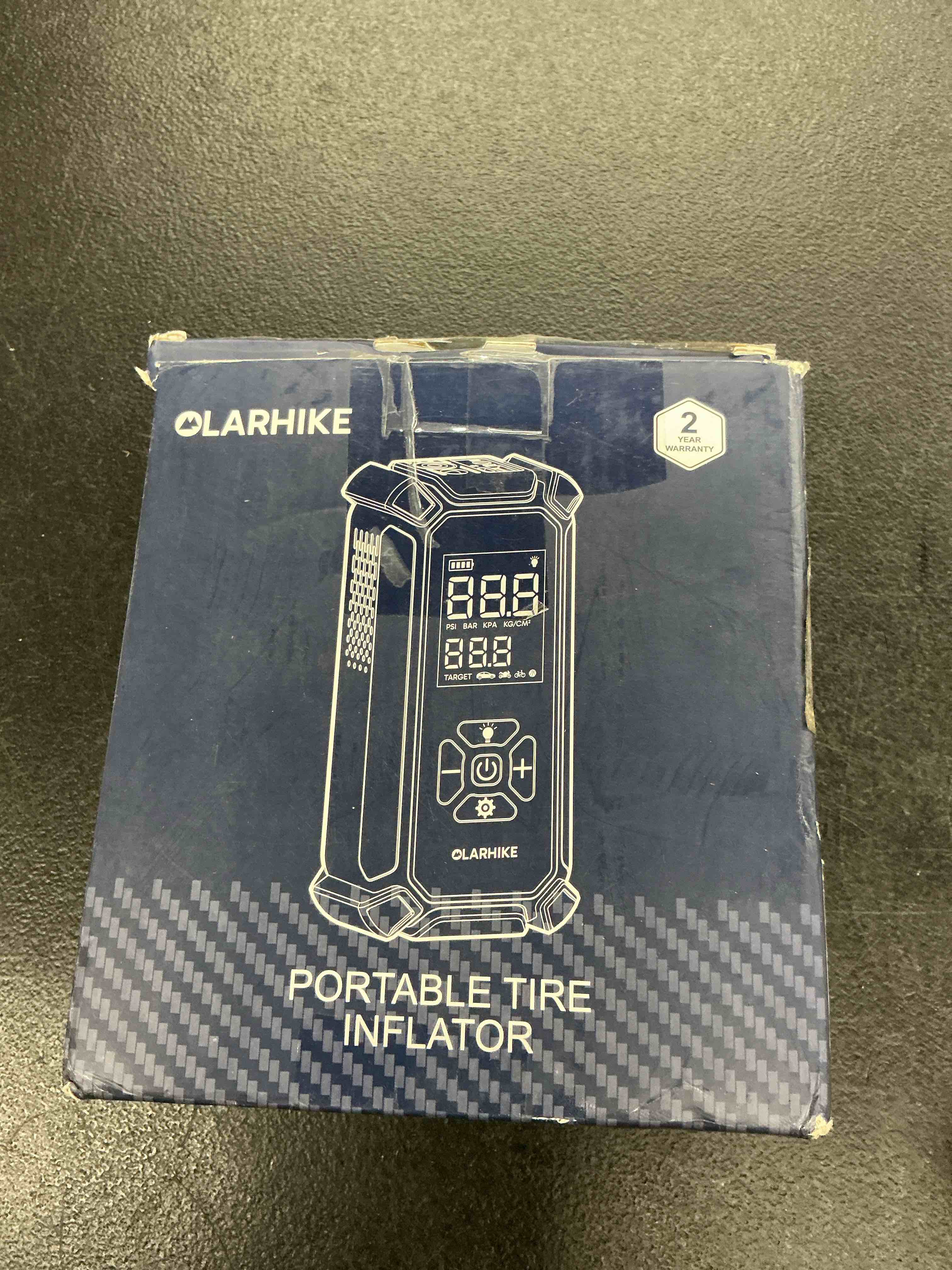 Condition photo showing Good Condition for olarhike tire inflator portable air compressor, dual power-3 * 2000mah & 12v dc | lightning-fast inflation, auto shut-off, cordless air pump for car tires, bikes, balls with led & digital pressure gauge 1-gray 6000 (large capacity)