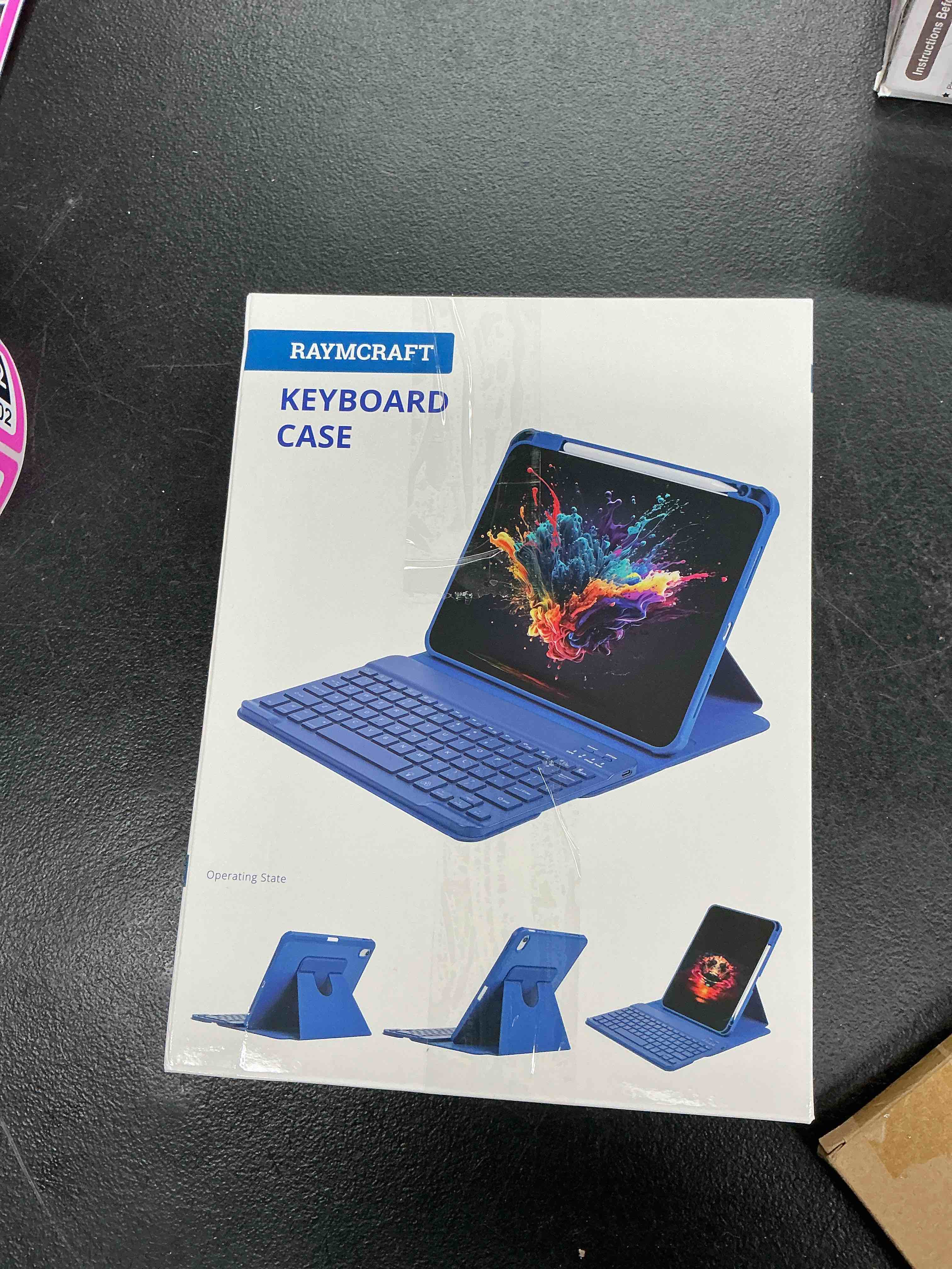 Condition photo showing Good Condition for raymcraft for ipad 11th(a16, 2025)/10th generation case with keyboard | 360° rotatable case, detachable backlit keyboard, precision cutouts, pen holder for ipad a16 11''/10th 10.9'', navy blue for ipad a16 (11th gen) & ipad 10th gen navy blue