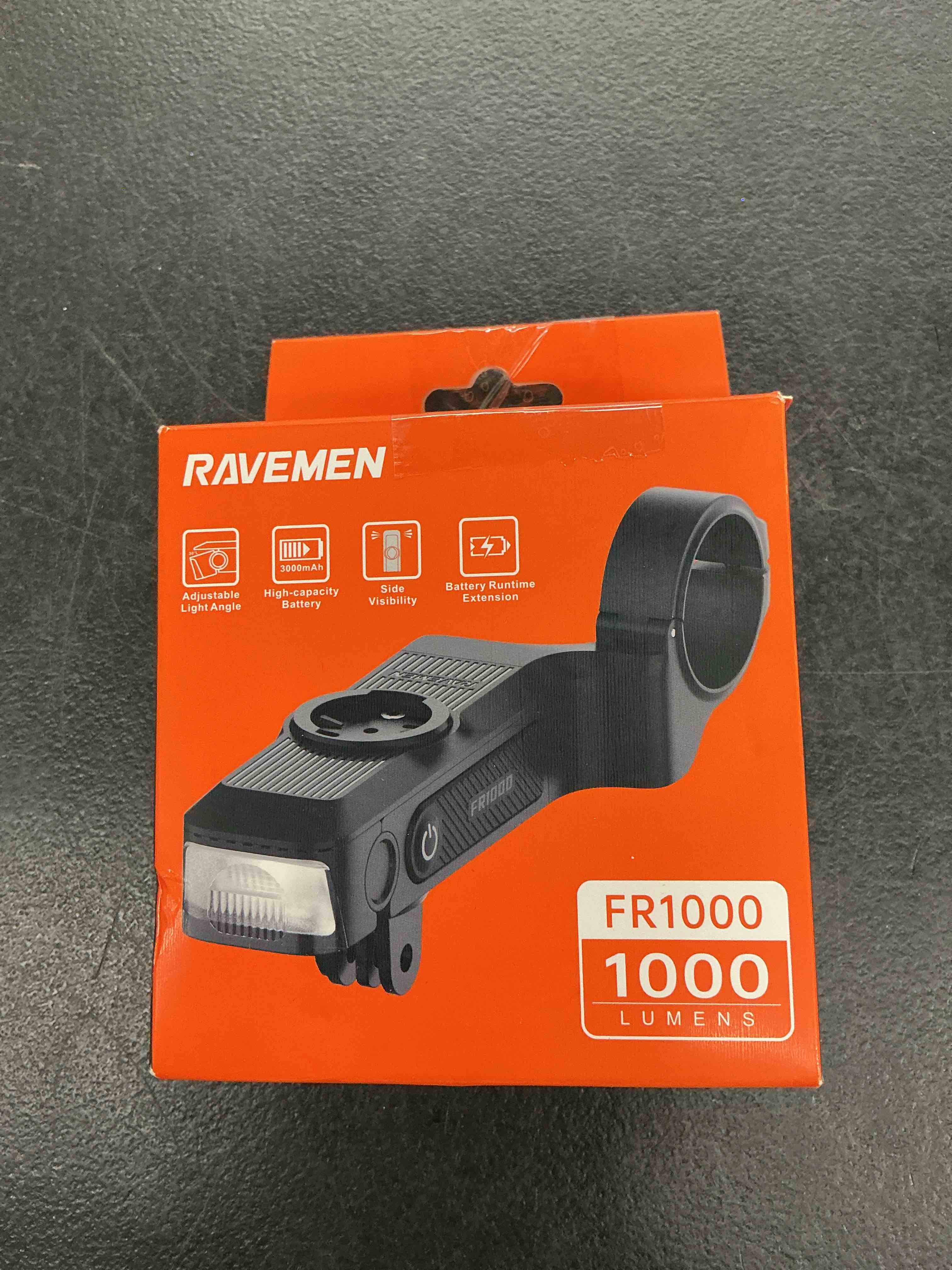 Condition photo showing Good Condition for ravemen fr1000 bike lights for night riding, bicycle light & mount integrated design, 30° adjustable bike headlight, auto on/off, compatible with garmin/wahoo/bryton bike computer, fit 31.8-35mm bar