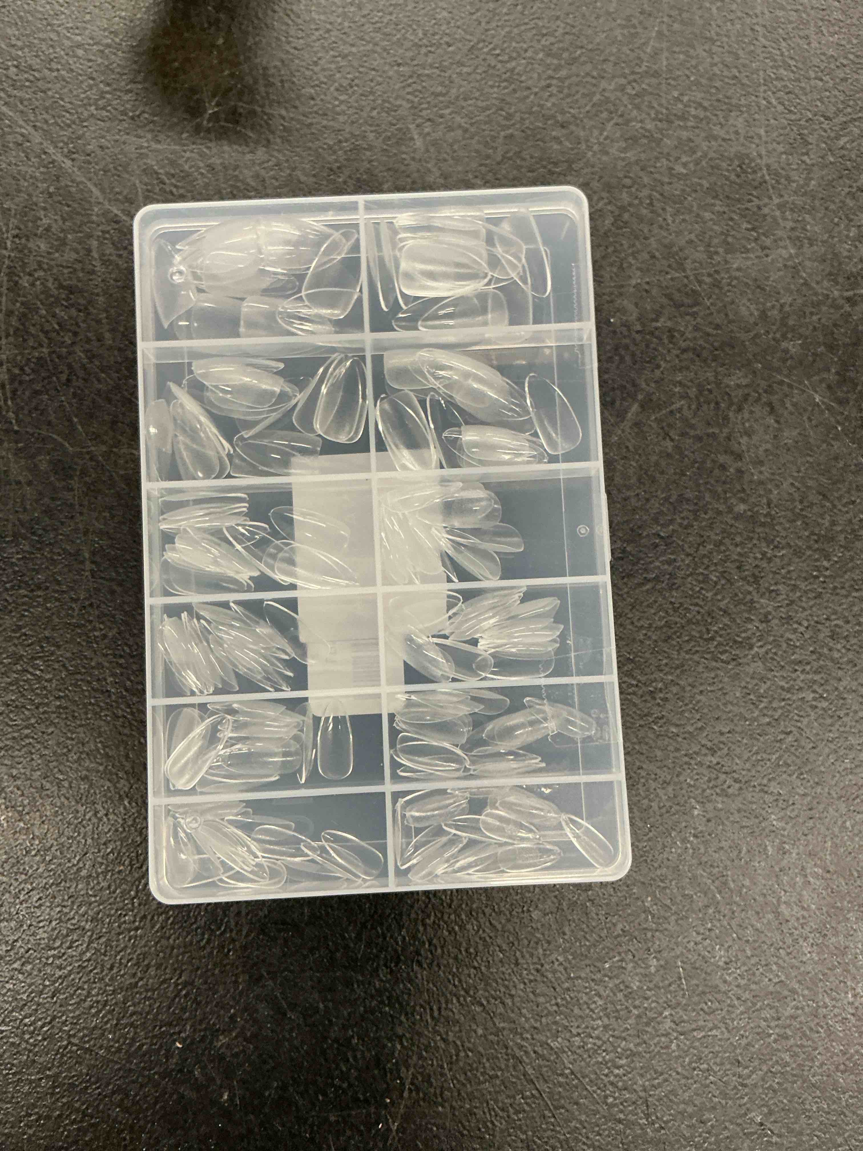 Condition photo showing New/Like New for una gella almond nail tips, 216pcs pointed almond gel nail tips pre-shape half matte full cover clear acrylic soft gel fake nails for nail extension nail art 12 sizes pointed almond nail tips 216pcs