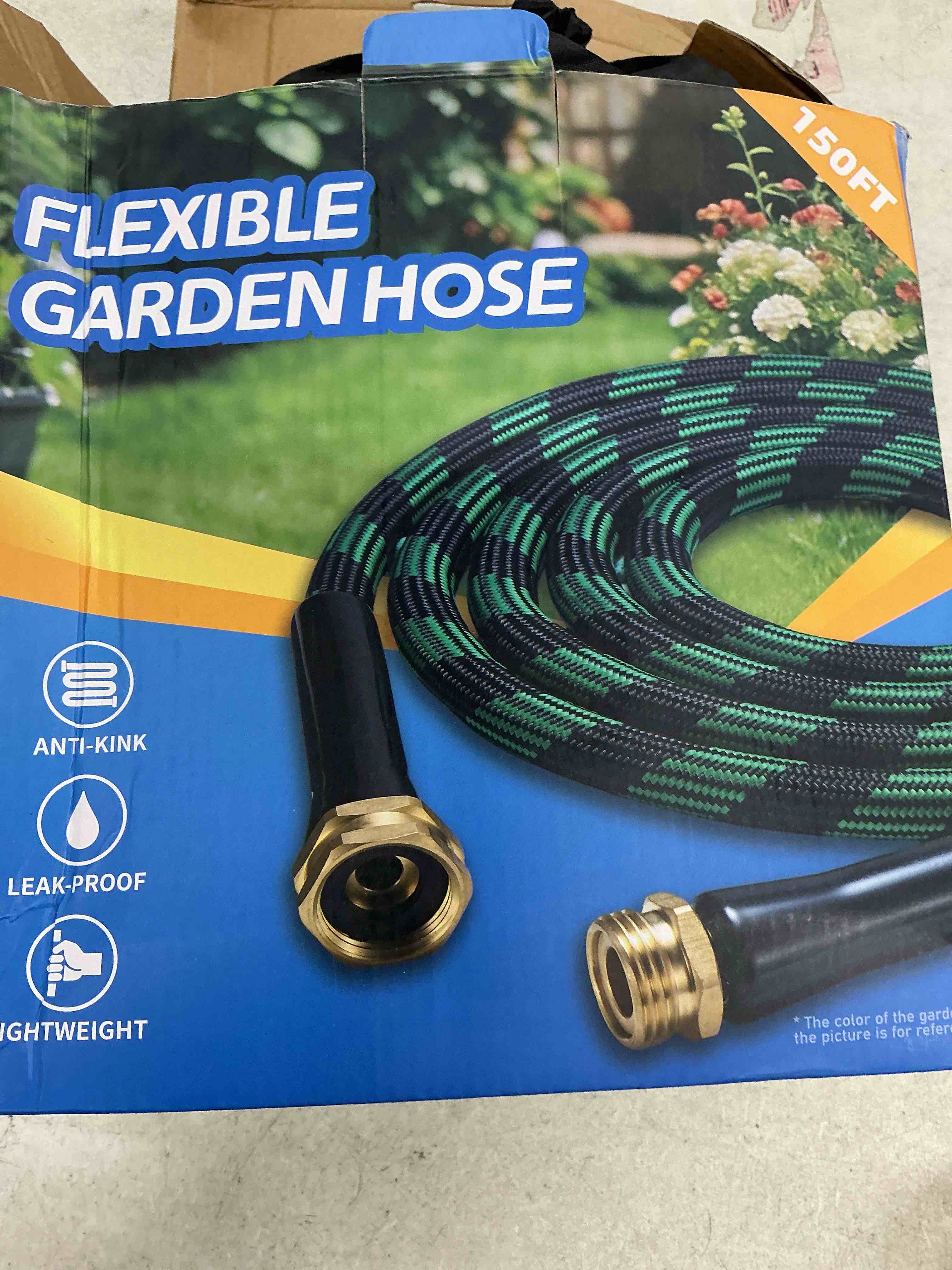 Condition photo showing Good Condition for flexi hose expandable garden hose with 8 function nozzle, 50ft - lightweight retractable garden hose, water hose - no-kink flexibility, 3/4 inch solid brass fittings and double latex core 50ft black