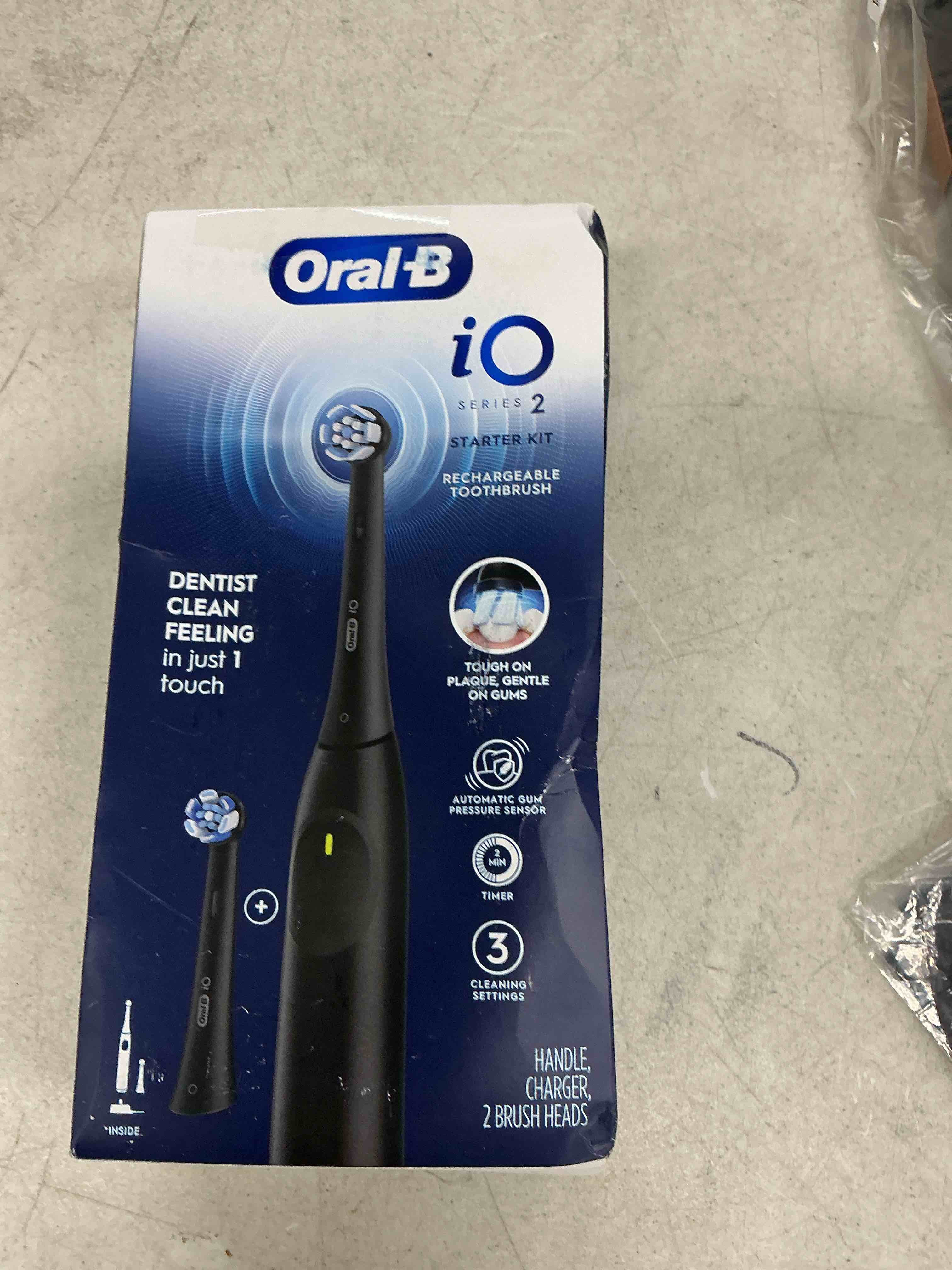 Condition photo showing Good Condition for oral-b rechargeable electric toothbrush, io2 starter kit, 3 cleaning modes, automatic pressure sensor to protect gums, 2 brush heads, night black night black 1 count (pack of 1)