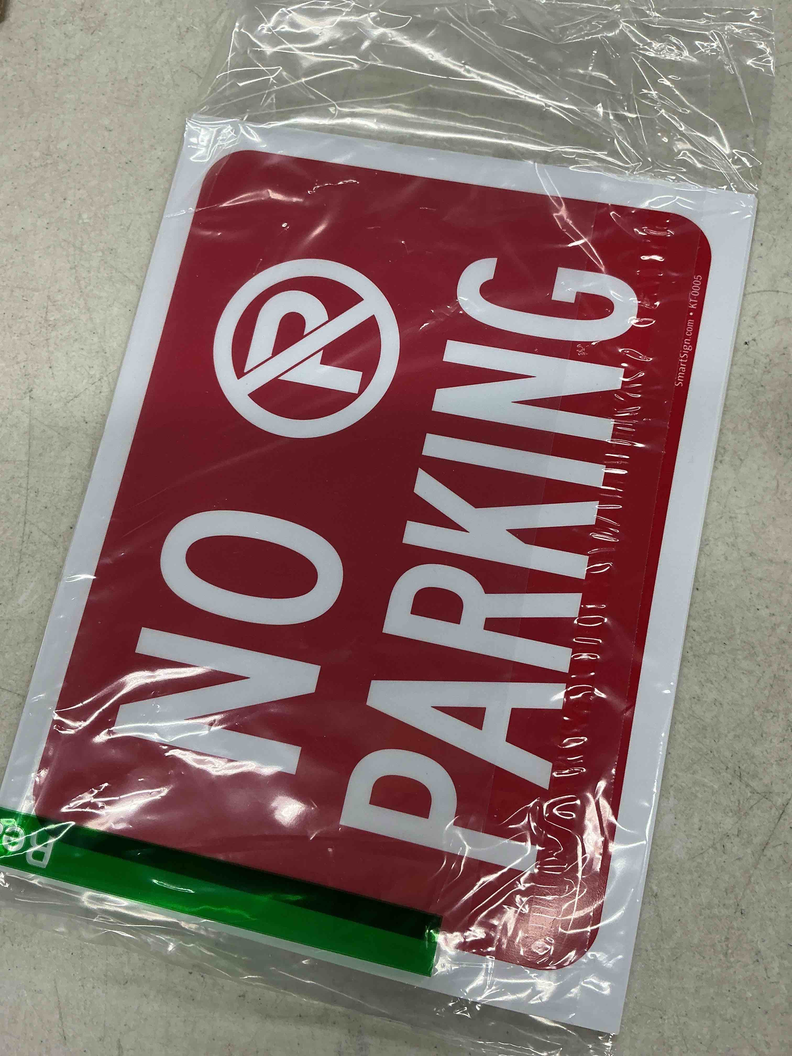 Condition photo showing Good Condition for smartsign “no parking” sign | 9" x 12" polystyrene (pack of 5), made in usa 9 x 12 inches (pack of 5 sheets) red