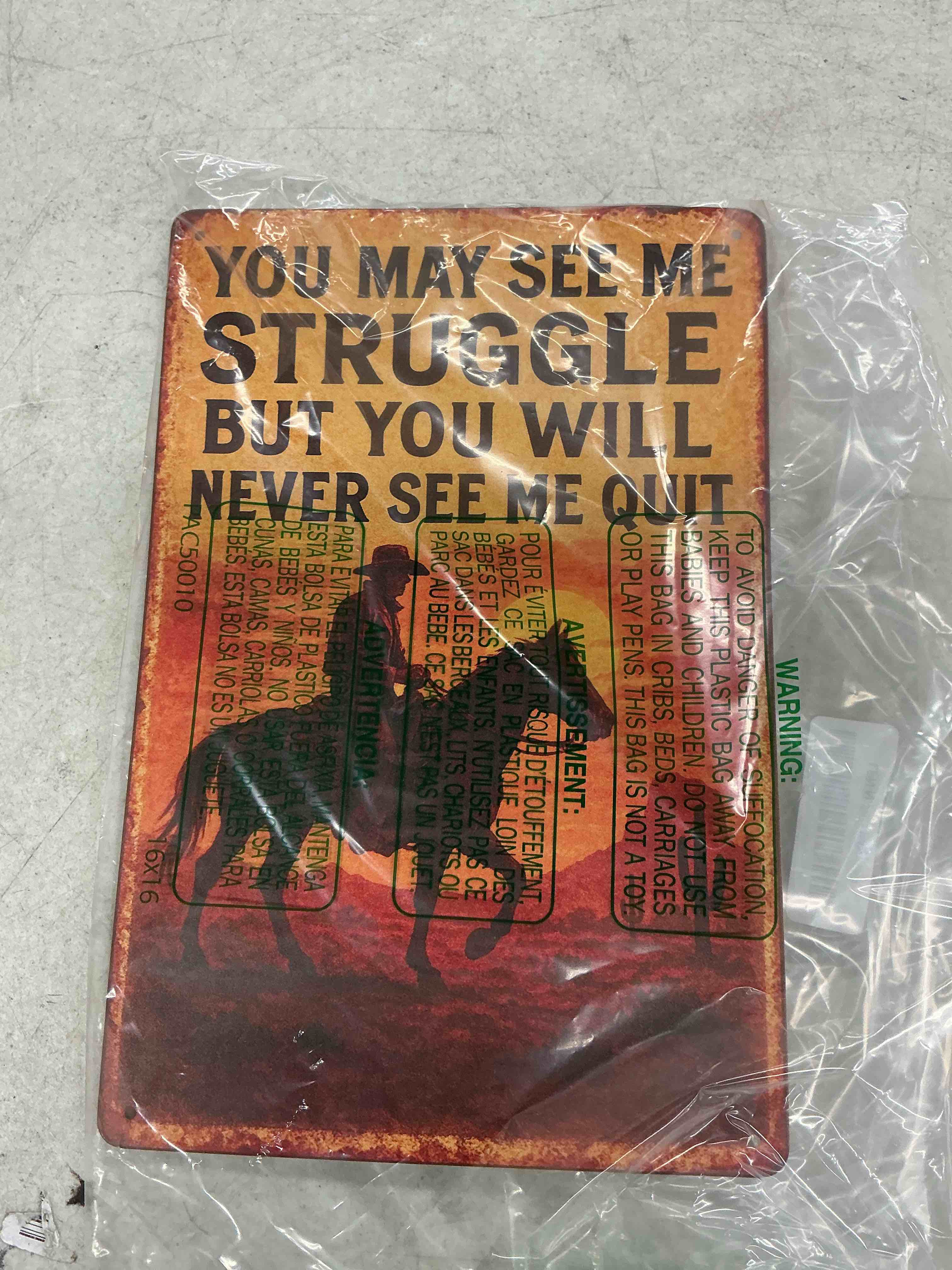 Condition photo showing Good Condition for vintage western cowboy metal tin sign rustic cowboy quote metal wall hanging, farmhouse country life western riding sign, suitable for bar, man cave and home, southwest-themed decoration 8x12 inch cowboy 023 12l" x 8w"
