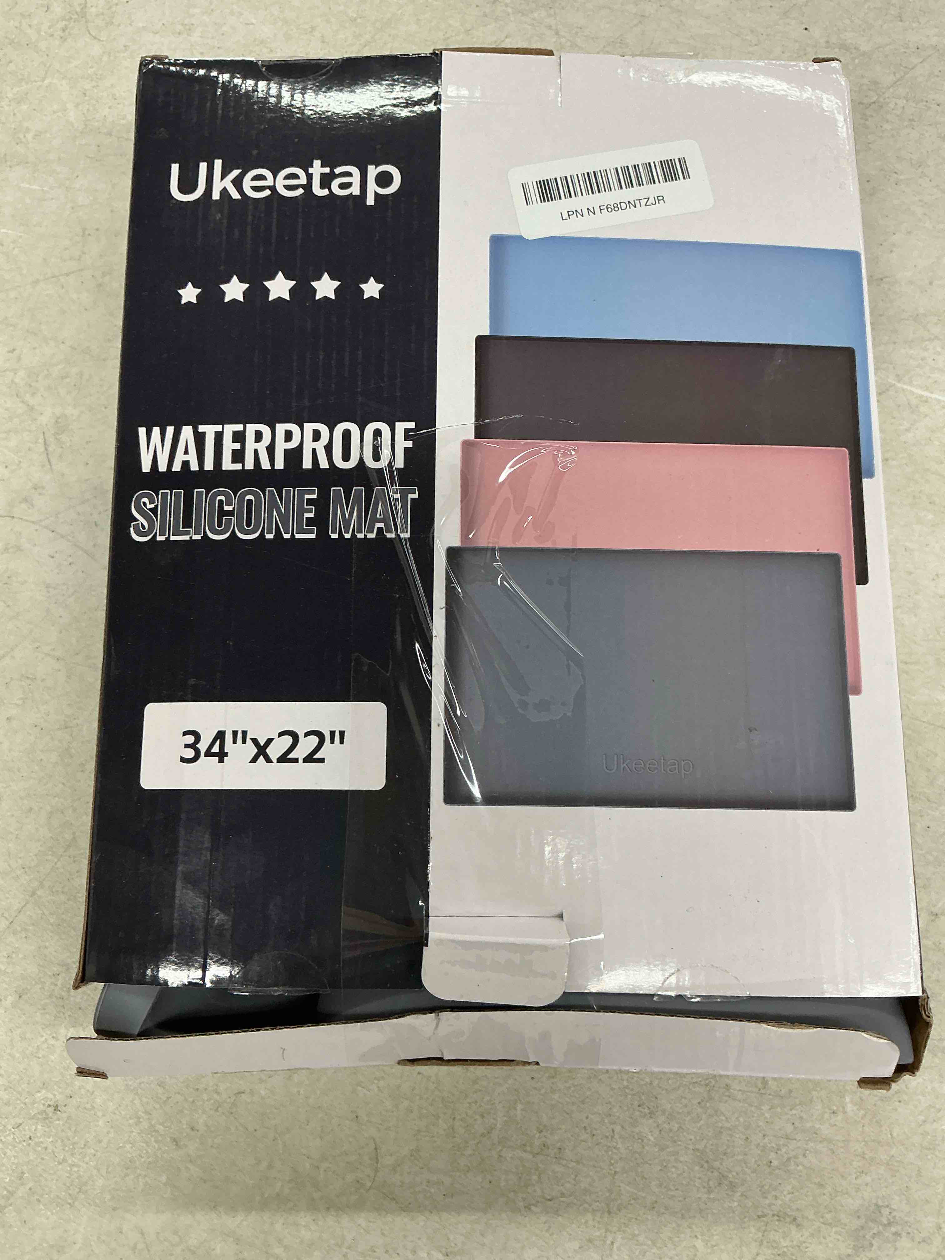 Condition photo showing Good Condition for ukeetap extra thick silicone mat waterproof with raised edge 34" x 22", under sink mat for kitchen & bathroom, kitchen cabinet liner, multi-purpose for storage & protection, gray 34"l x 22"w gray