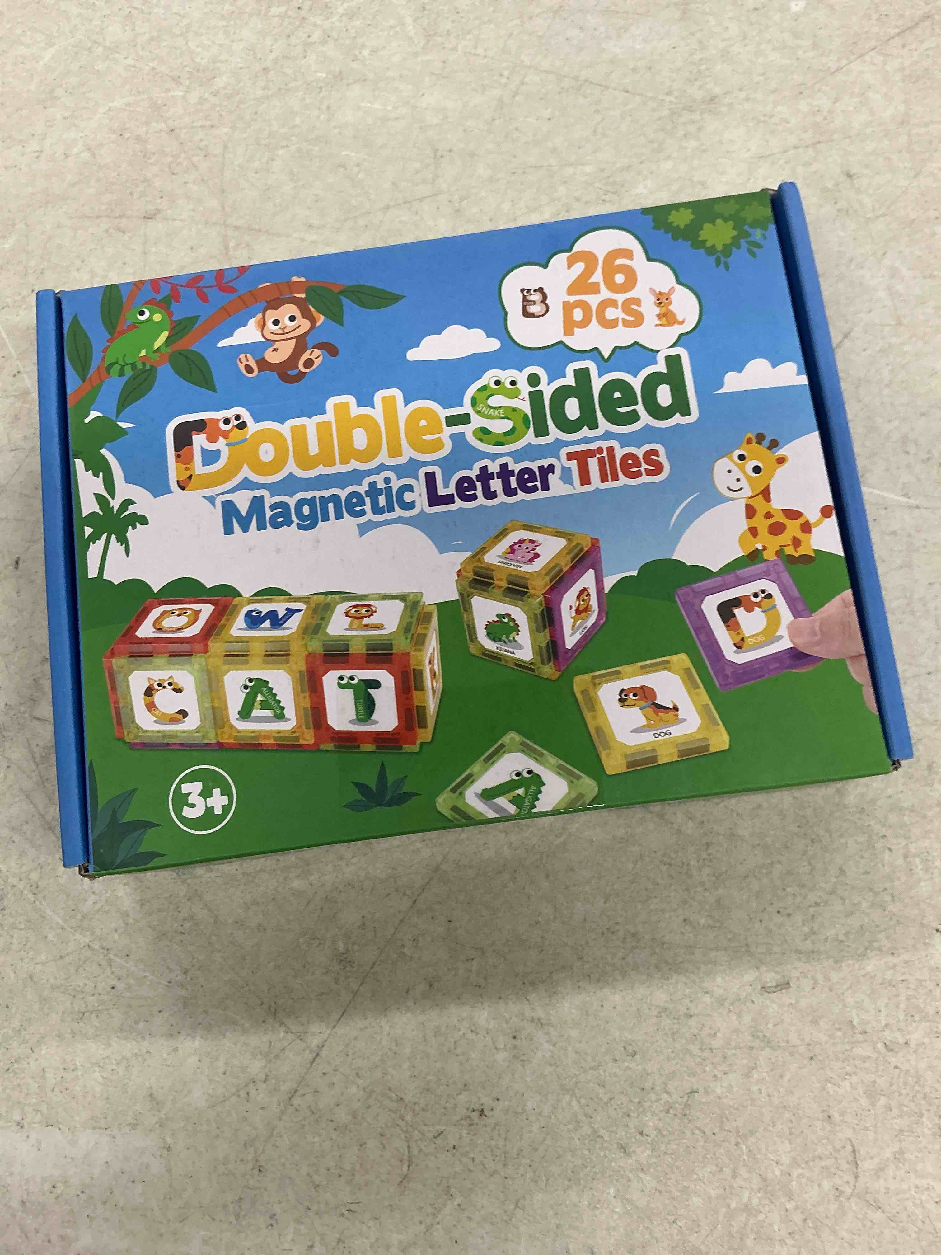 Condition photo showing Good Condition for magnetic tiles letters learning toys, animals alphabet abc magnets for kids 1-3 2-4 3-5, toddlers classroom must haves construction stacking toys, teacher educational supplies for preschool spelling 26pcs