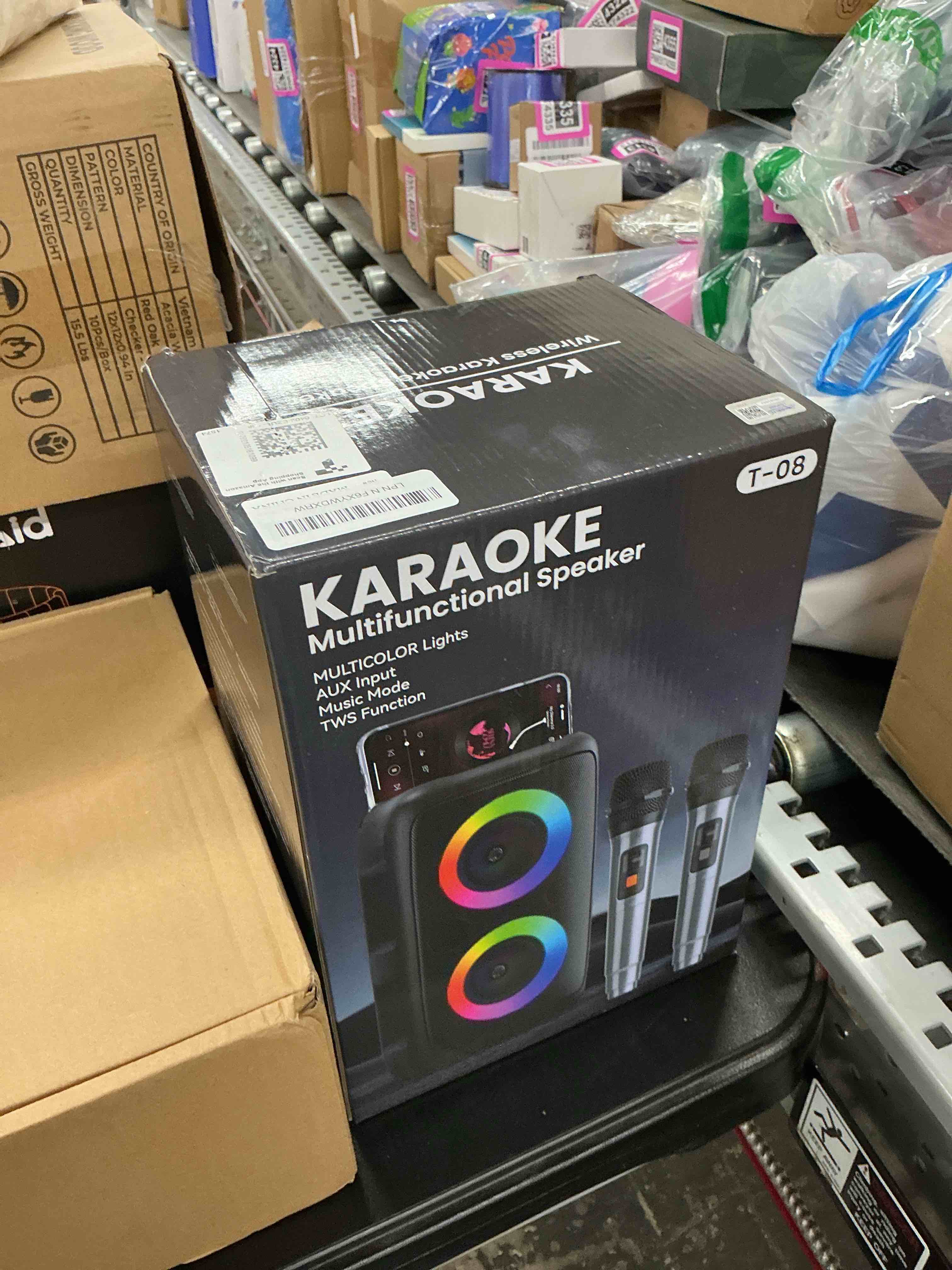 Condition photo showing Good Condition for bluetooth speaker with 2 wireless microphones - big party speaker for adults kids karaoke with lights - portable rechargeable floorstanding speakers support tws/aux/usb/tf card for home party gift