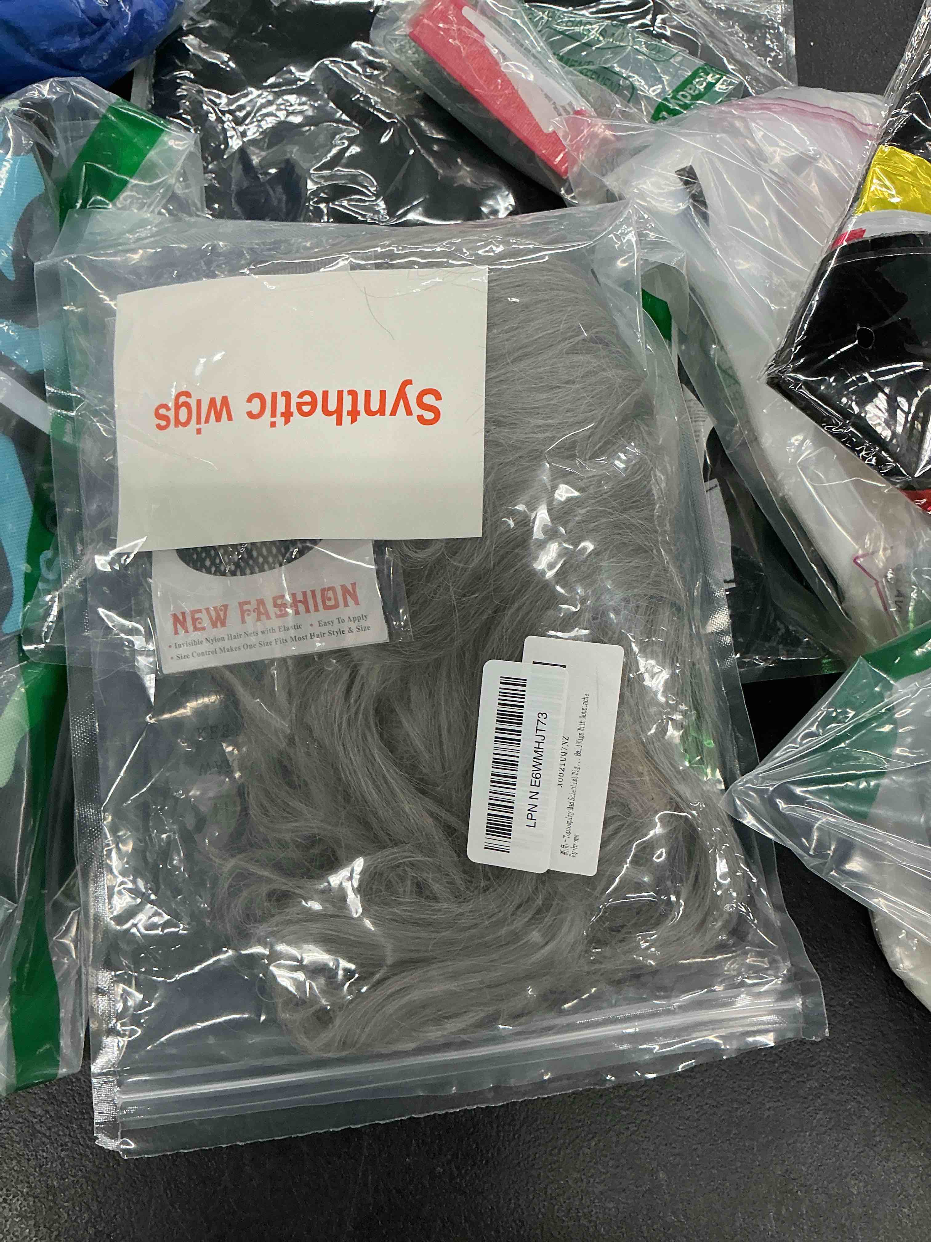Condition photo showing Good Condition for topcosplay mad scientist wig old man wigs halloween costume bald wigs with moustache eyebrows gray-171/1001a