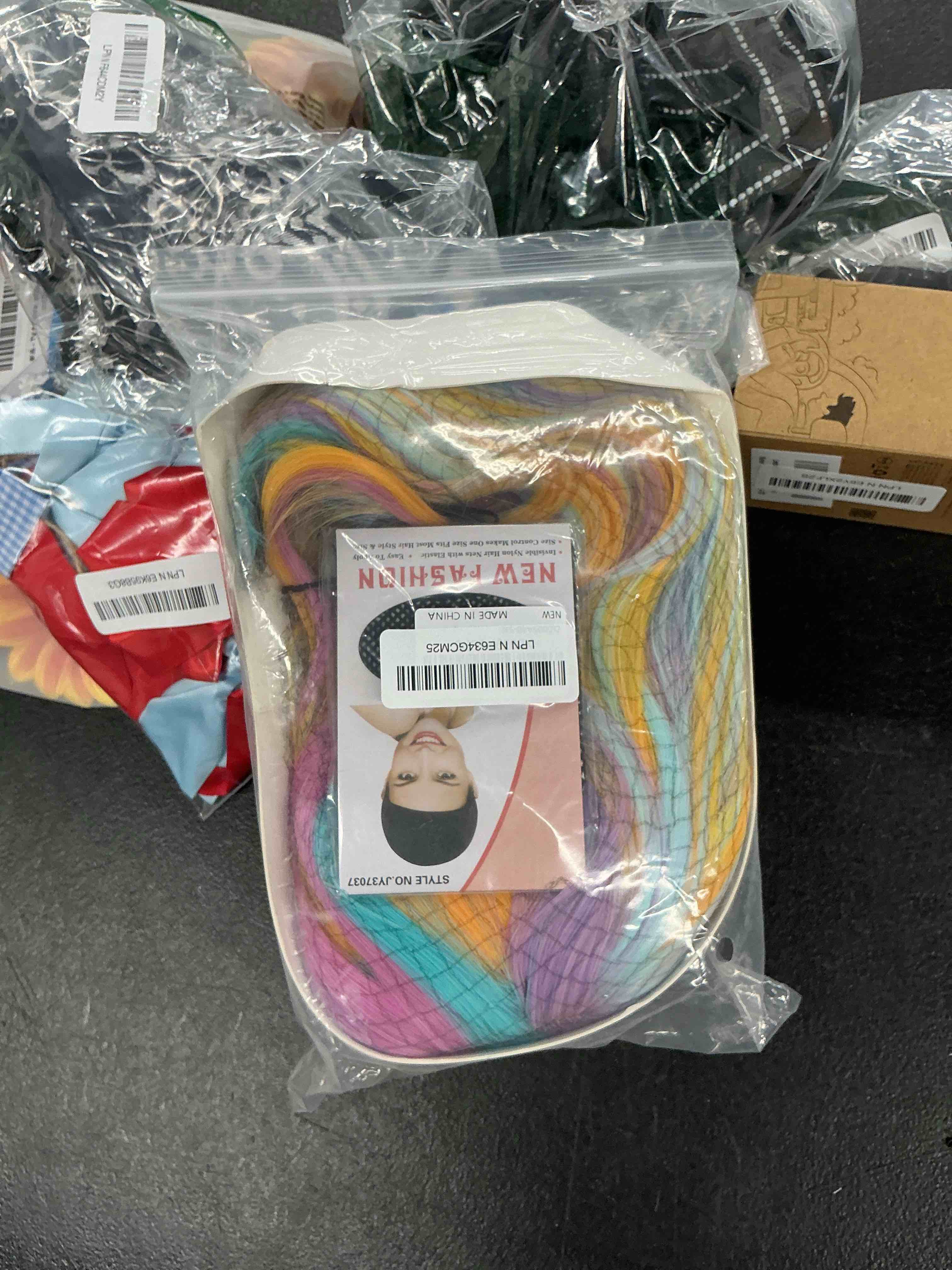 Condition photo showing Good Condition for rainbow wigs for women short curly wavy multi color wig for girls short bob wig with bangs heat resistant synthetic wigs for cosplay costume party (colorful wig) multi-color