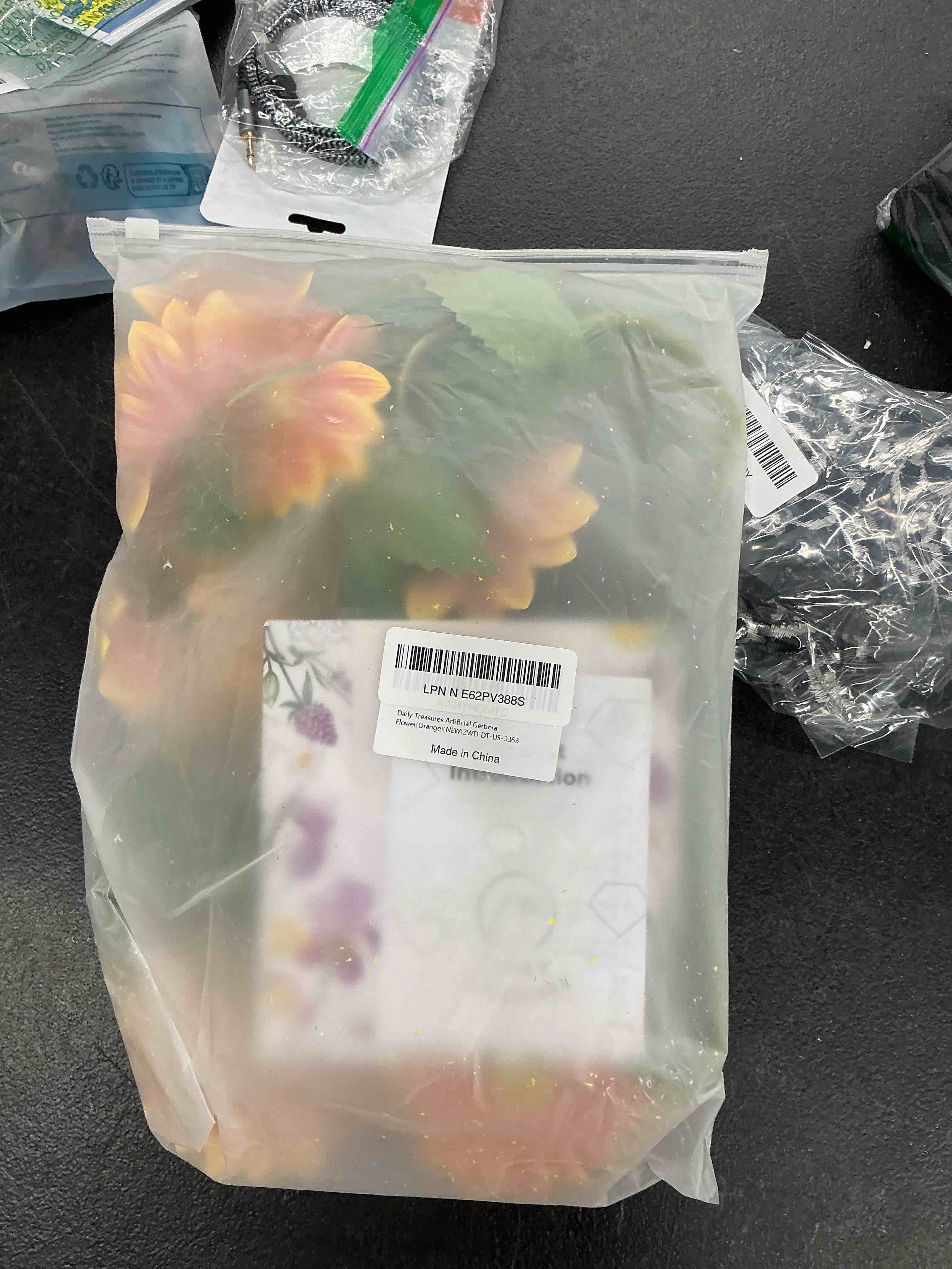 Condition photo showing Good Condition for daily treasures 4pcs artificial gerbera daisies, 30in long stem faux yellow orange gerbera, 28 heads realistic daisy with leaves fake daisy flower summer décor for tall vase home kitchen wedding