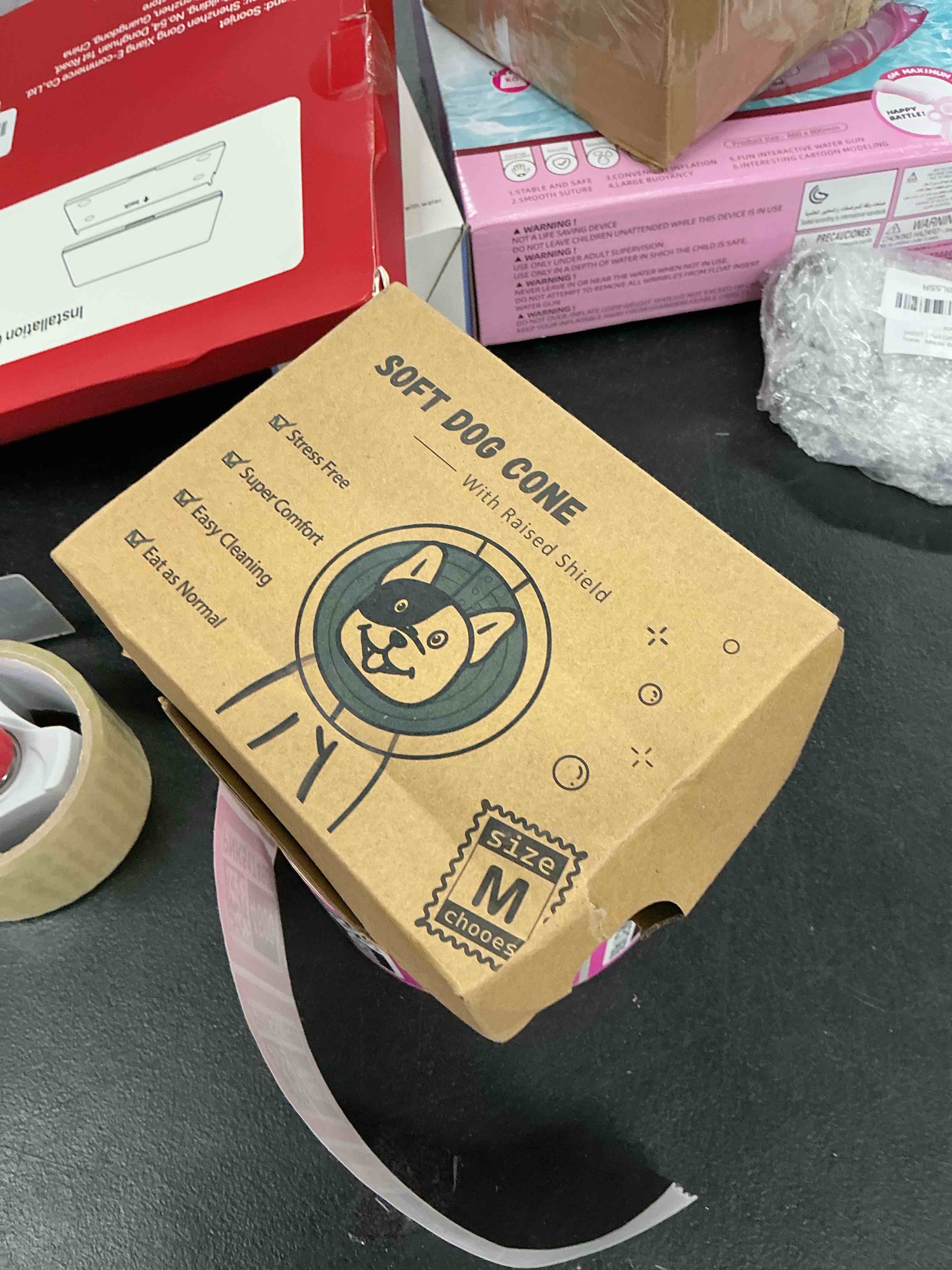 Condition photo showing Good Condition for raised dog cone collar alternative after surgery, soft dog cone for small medium large breeds to stop licking, pet neck donut collar after surgery grey m
