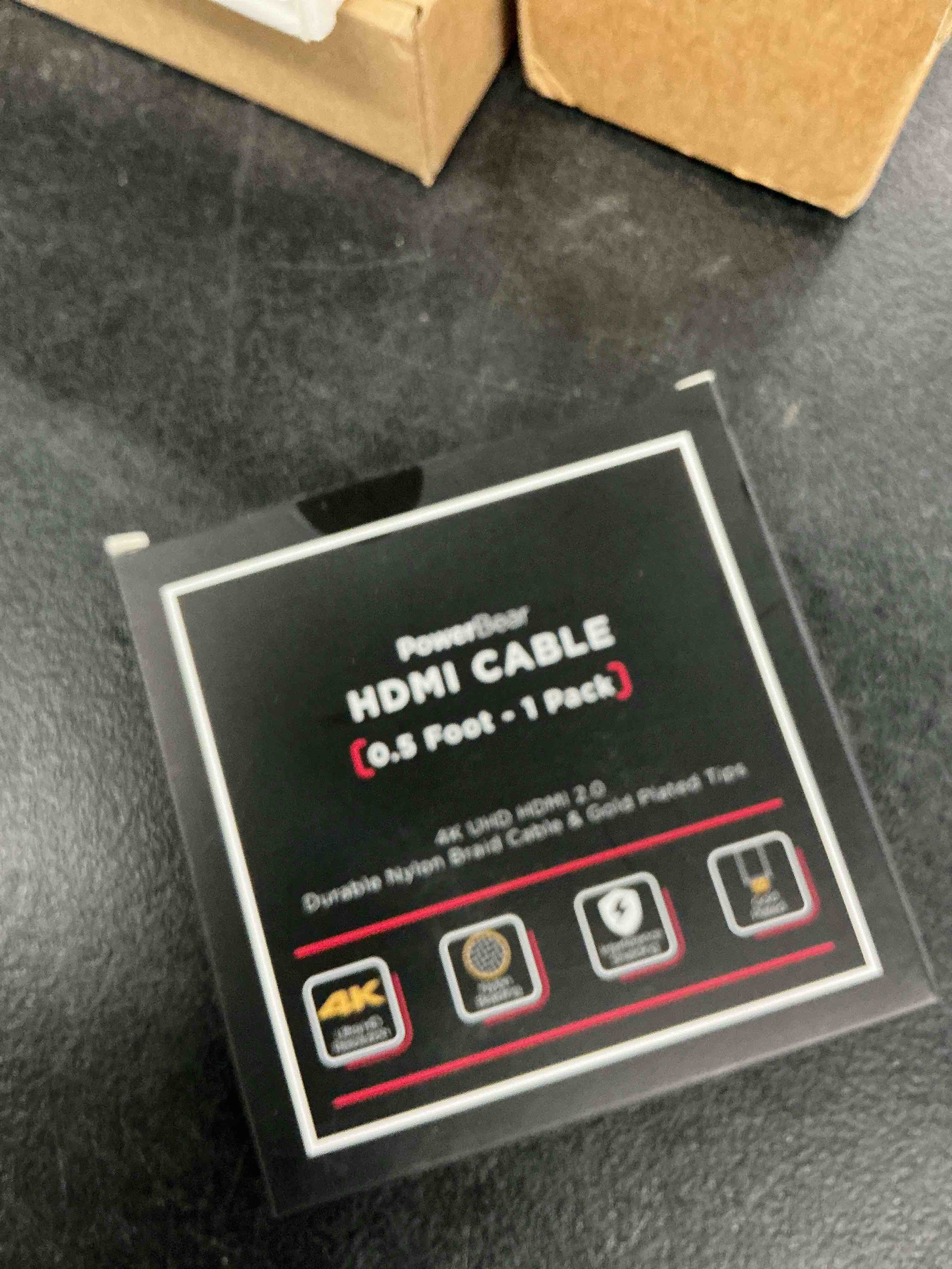 Condition photo showing Good Condition for powerbear 4k hdmi cable 0.5 ft | short hdmi cable, braided nylon & gold connectors, 4k @ 60hz, ultra hd, 2k, 1080p, arc & cl3 rated | for laptop, monitor, ps5, ps4, xbox one, fire tv, apple tv & more 1 0.5ft