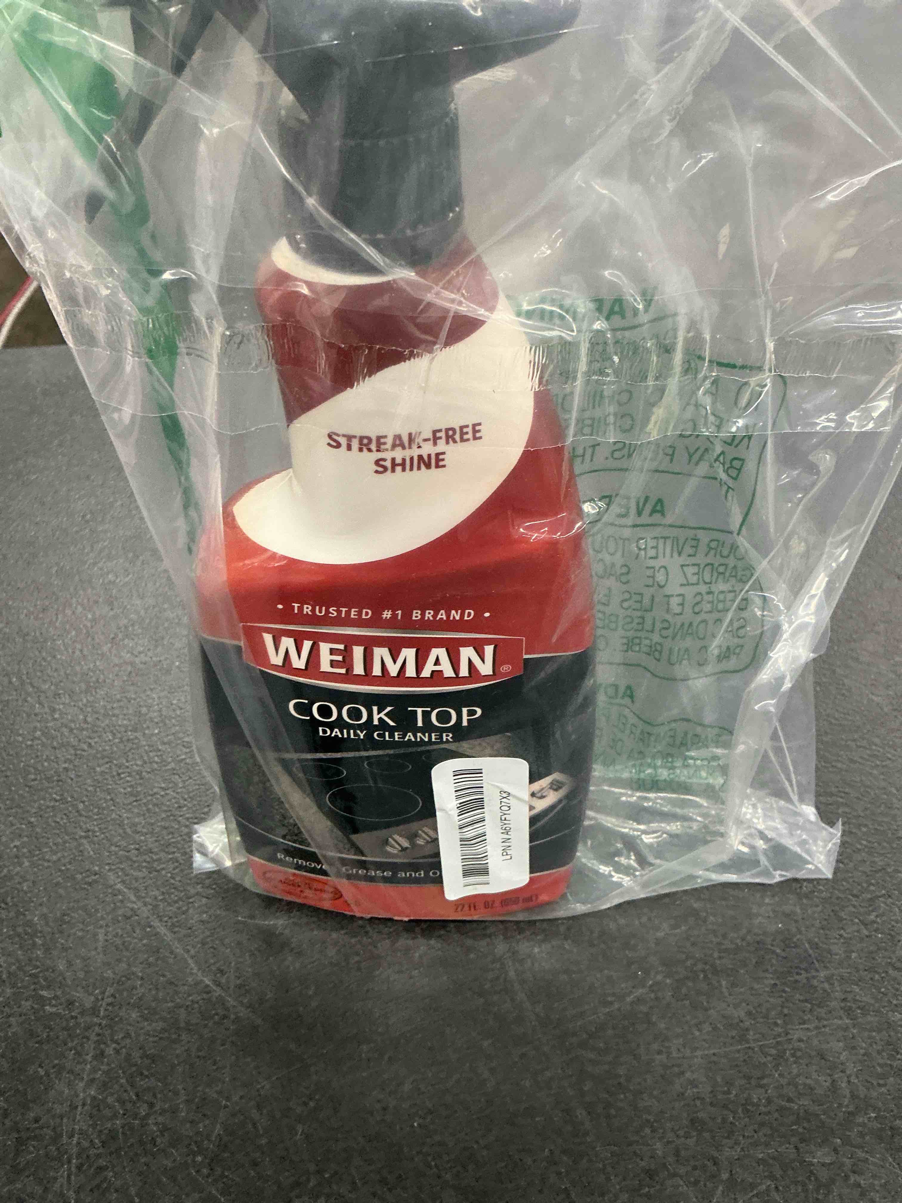 Condition photo showing Good Condition for weiman 22 fl oz cooktop cleaning spray & microfiber cloth – cooktop & oven cleaner for streak & residue free - non-abrasive degreaser safe for glass & ceramic 22 fl oz (pack of 1)