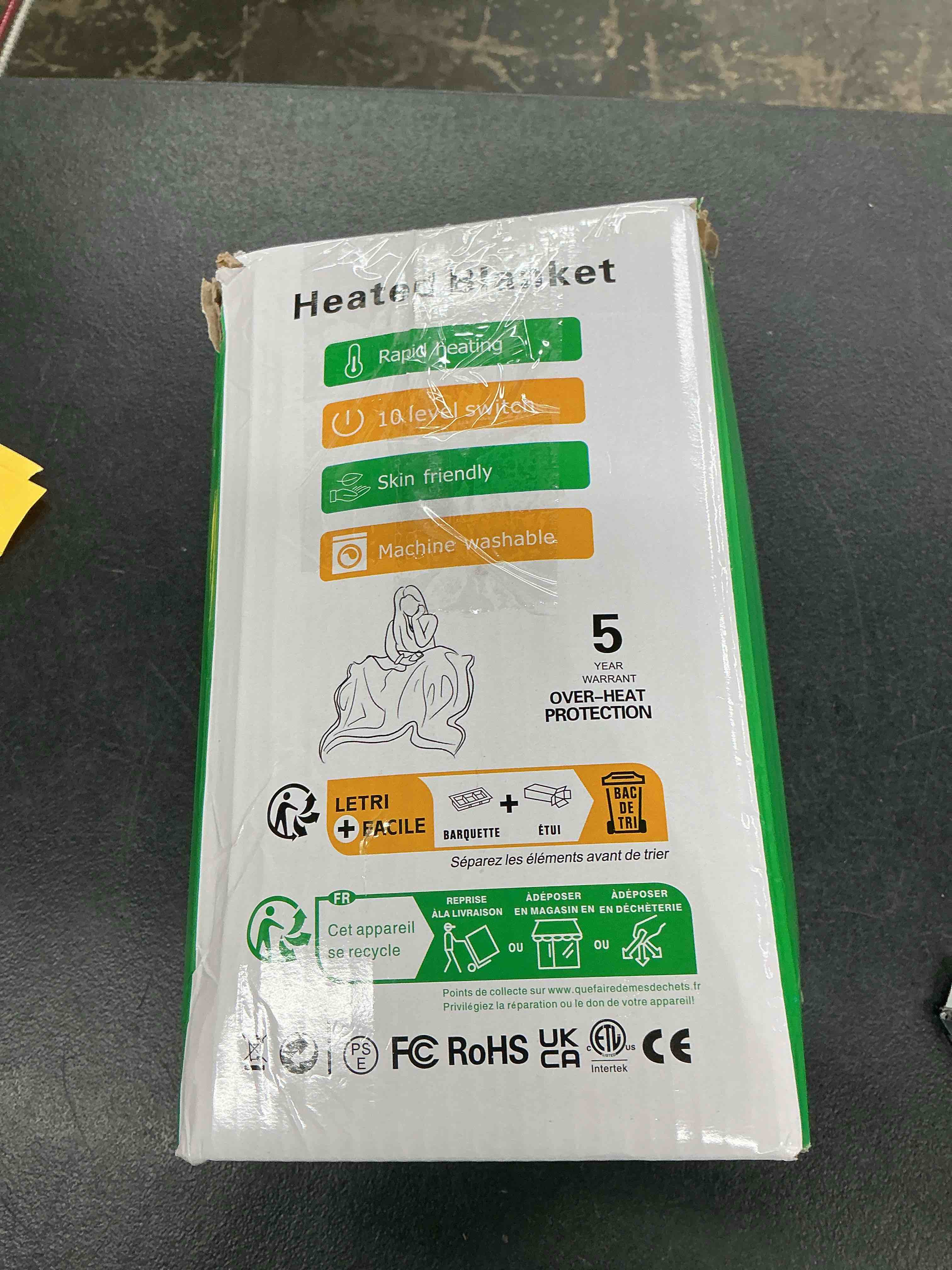 Condition photo showing Good Condition for electric blanket heated throw, soft flannel 50"x60" heating blanket with 8 hours auto off 10 fast heating levels machine washable sherpa heated blanket with overheating protection