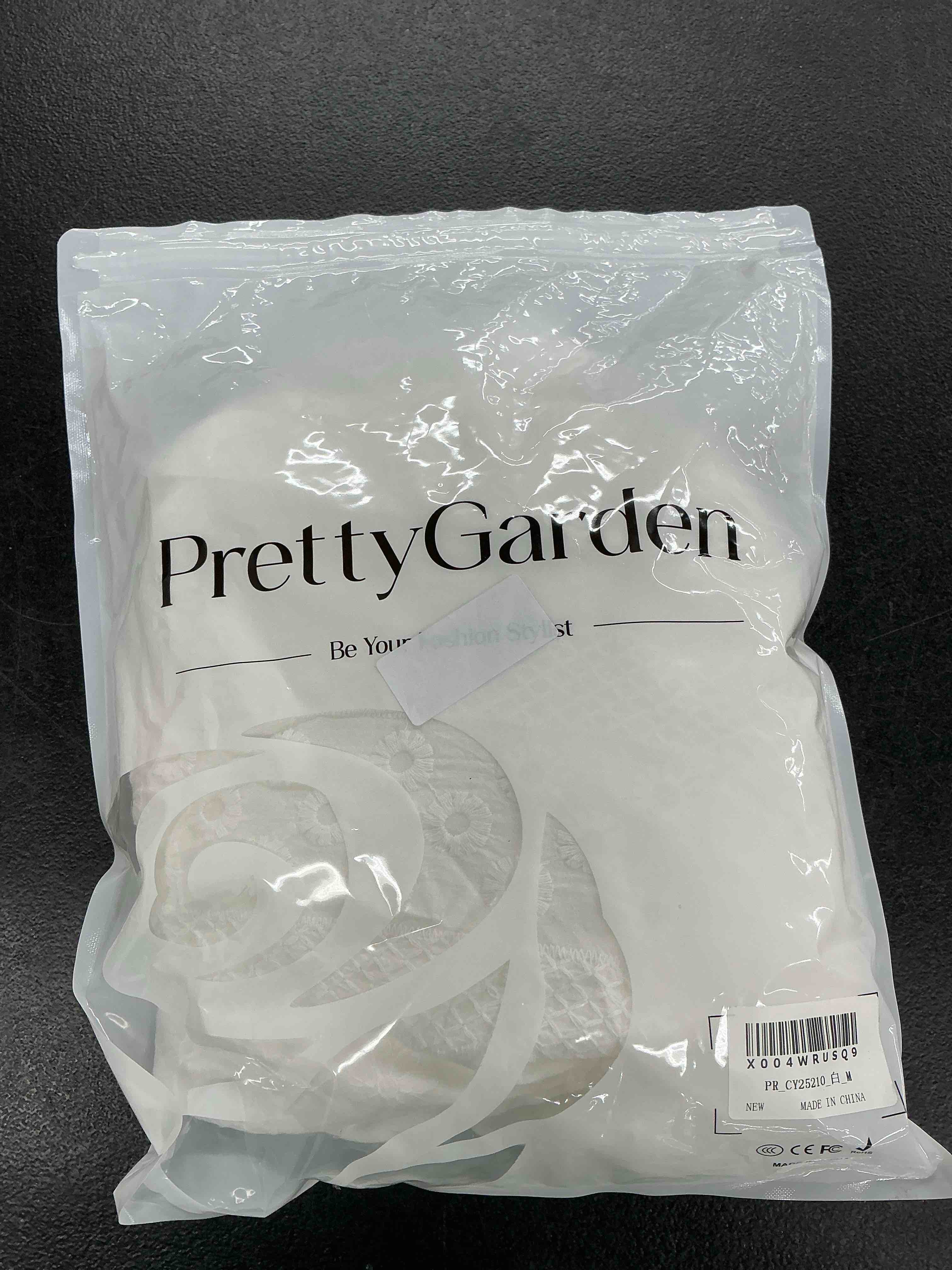 Condition photo showing Good Condition for prettygarden womens embroidered puff short sleeve tops 2026 summer spring dressy casual blouses boho button down shirts medium white