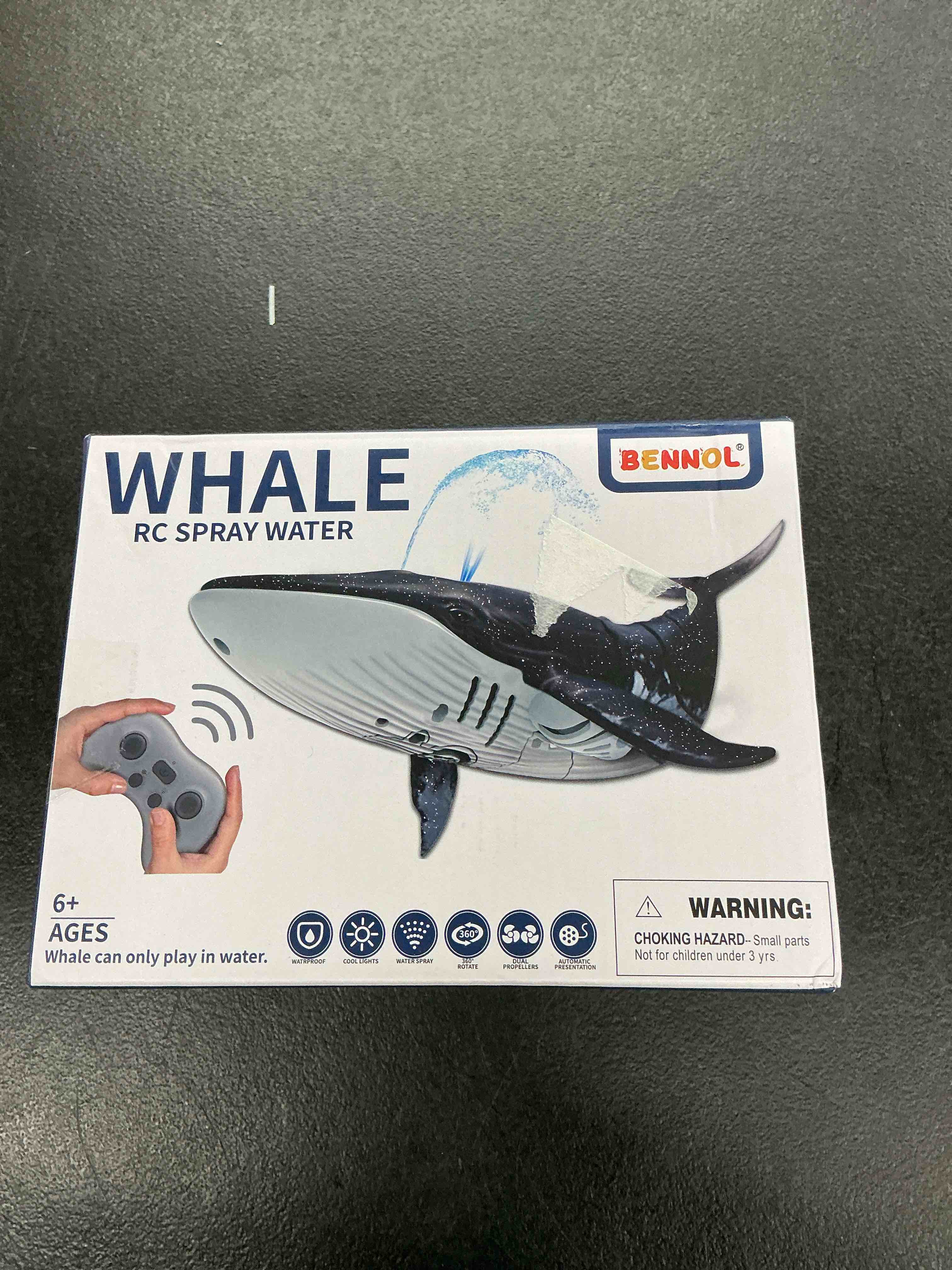 Condition photo showing Good Condition for bennol 2.4ghz remote control whale shark toys for boys kids, 1:18 scale high simulation whale shark for pool, electric rc shark fish toys with light & spray water function for 6 7 8 9 year olds kid
